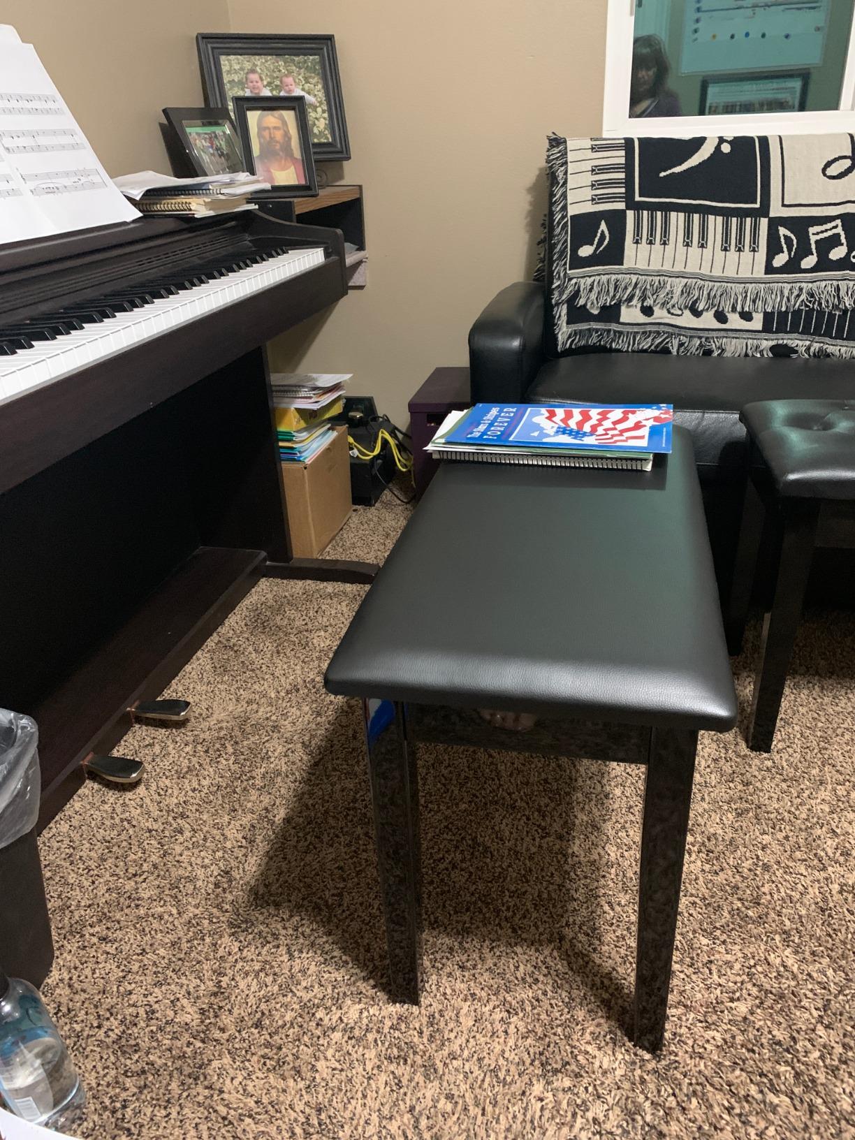 Neewer Wooden Duet Piano Bench with Padded Leather Cushion for Deluxe Comfort and Built-in Flip-Top Seat Extra Storage Compartment for Music Books and Other Accessories, Black customer photo 1