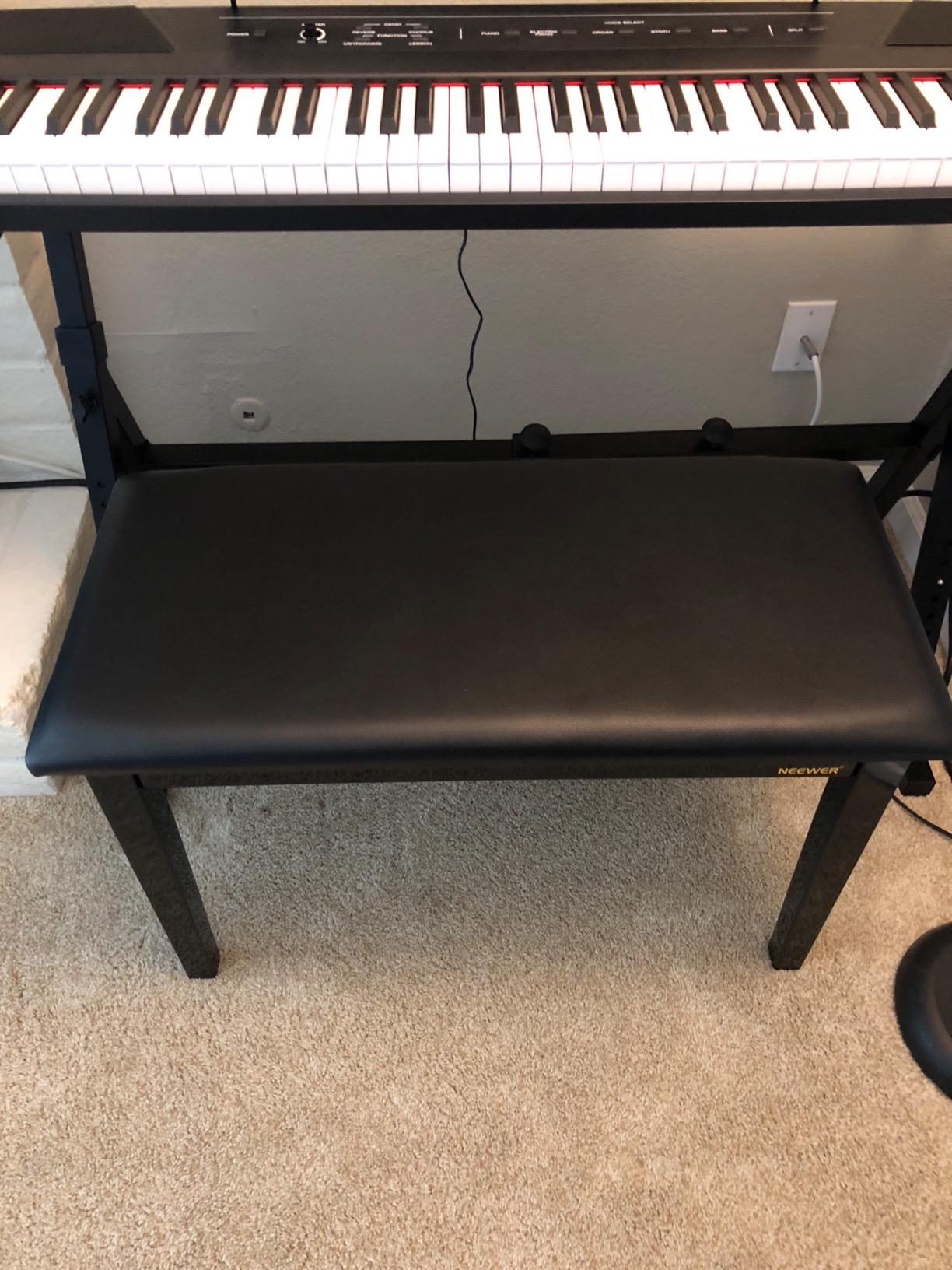 Neewer Wooden Duet Piano Bench with Padded Leather Cushion for Deluxe Comfort and Built-in Flip-Top Seat Extra Storage Compartment for Music Books and Other Accessories, Black customer photo 2