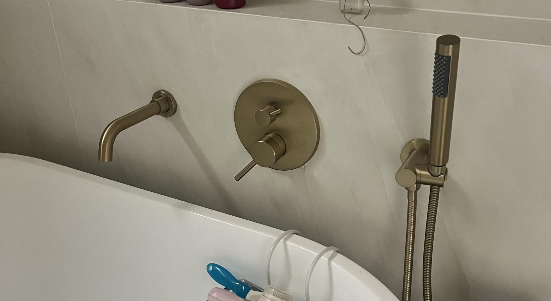 SUMERAIN Wall Mounted Bathroom Sink Faucet, Chrome Finish, 2 Holes, Single Lever Handle, with Rough-in Valve, Modern Design, Swivel Spout customer photo 1