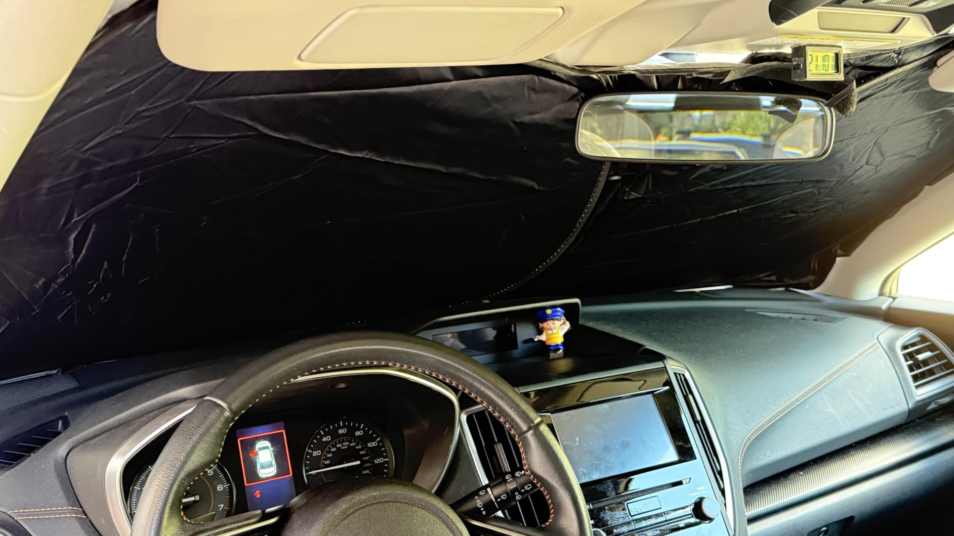 EcoNour Car Windshield Sunshade | Blocks 99% Heat & Keeps Interior Cool | Universal Fits Cars, SUVs, Trucks | Automotive Sun Screen, Visor & Car Accessories for Summer | Medium (64x32 Inches) customer photo 2