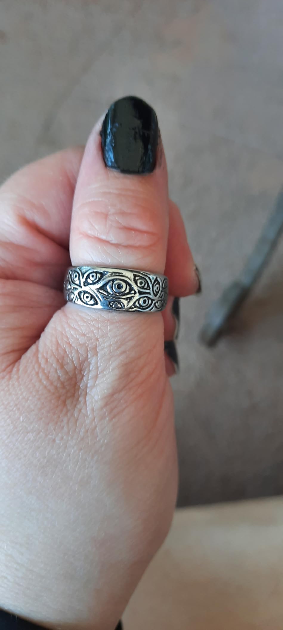Men's Vintage Engraved Eye of God Ring Black Gold Silver Tone customer photo 2