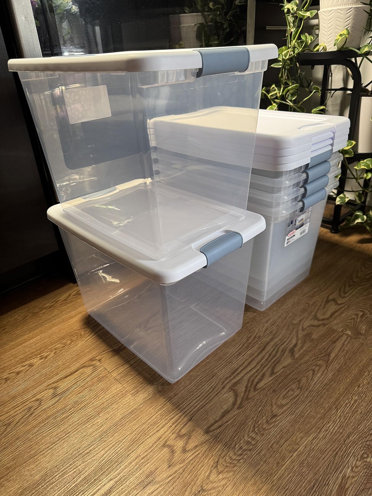 Sterilite 4-Pack 56 Quart Wheeled Latching Box, Underbed Clear Plastic Storage Organizer - Under Bed Rolling Container Bin with Lid and Wheels for Home or Dorm Bedrooms and Closets customer photo 2