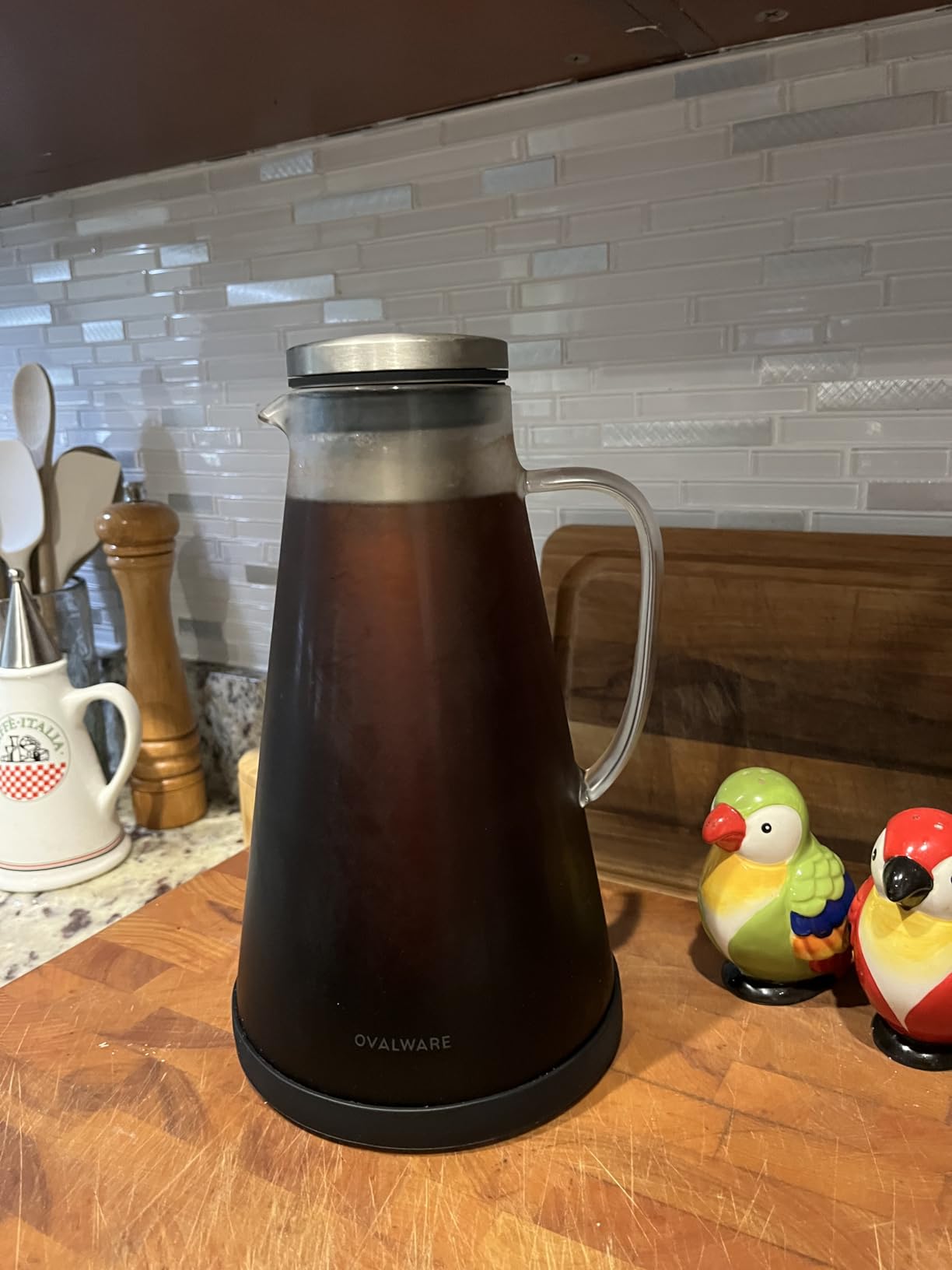 OVALWARE Airtight Cold Brew Iced Coffee Maker Pitcher (& Iced Tea Maker) with Spout - 1.5L/ 51oz Brewing Glass Carafe with Removable Stainless Steel Filter customer photo 1
