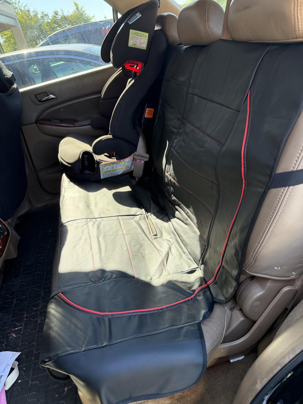 CAR PASS Universal FIT Piping Leather Car Seat Cover, for SUVs, Van, Trucks, Airbag Compatible, Inside Zipper Design and Reserved Opening Holes (Full Set, Black and Red) customer photo 1