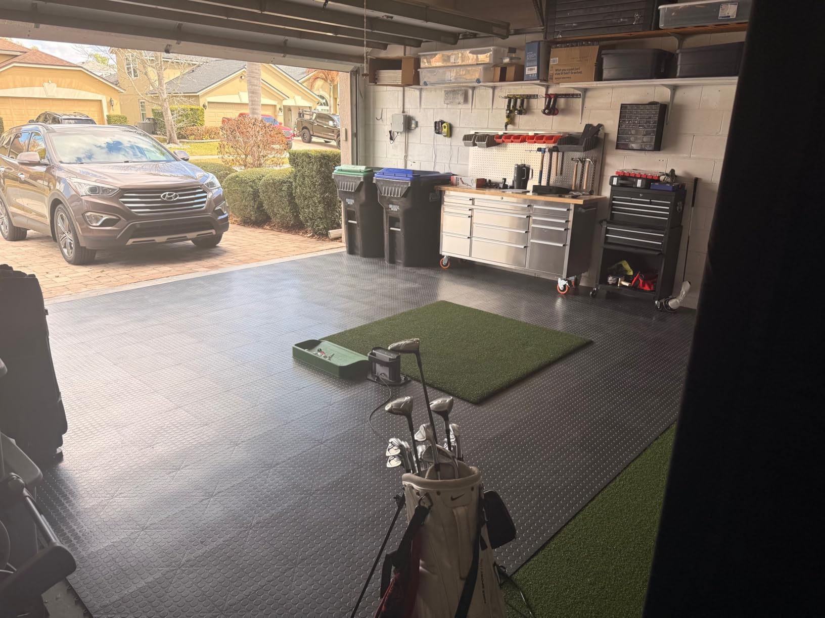 Big Floors GarageDeck Garage Floor Tiles, Interlocking Garage Flooring, Coin Pattern Non-Slip Heavy-Duty Copolymer Modular Tile (Black, 48 Pack of 12 x 12