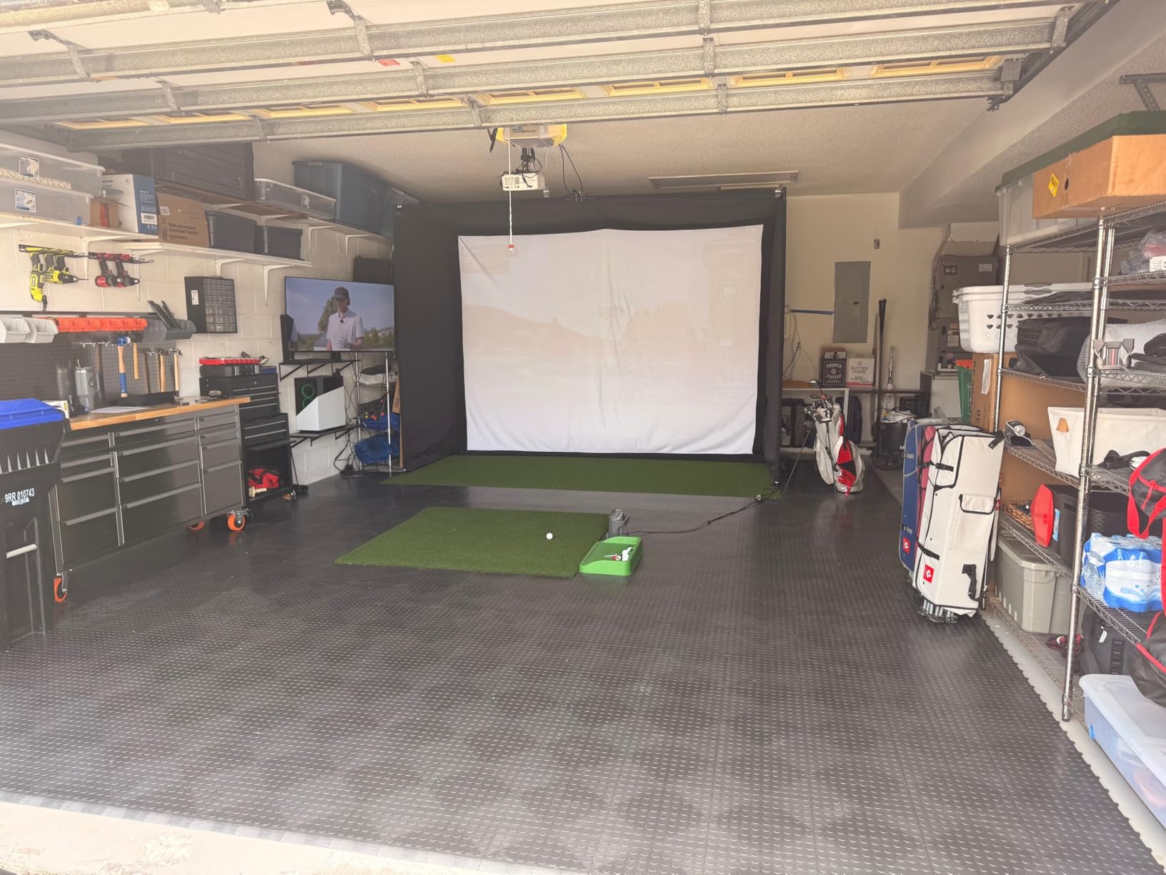 Big Floors GarageDeck Garage Floor Tiles, Interlocking Garage Flooring, Coin Pattern Non-Slip Heavy-Duty Copolymer Modular Tile (Beige, 48 Pack of 12 x 12