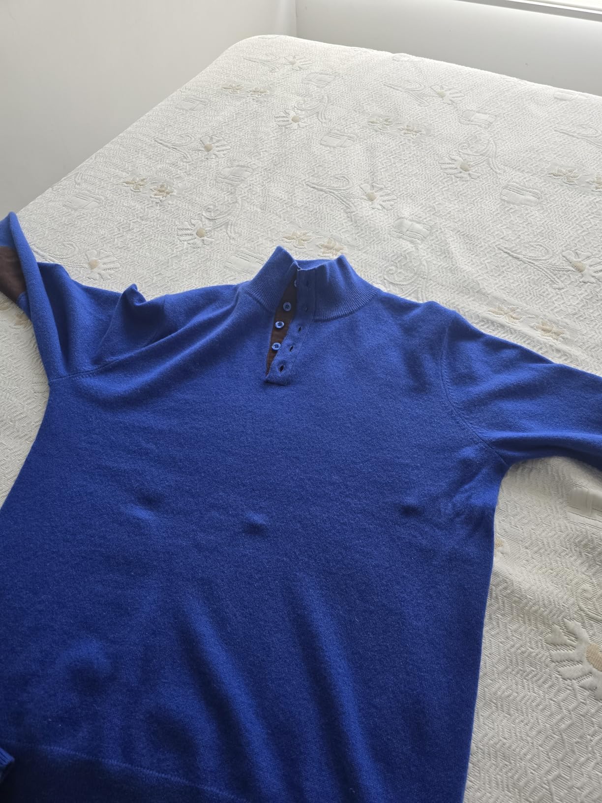 State Cashmere Men's Button Up Mock Neck Sweater 100% Pure Cashmere Long Sleeve Polo Quarter Collar Pullover customer photo 1