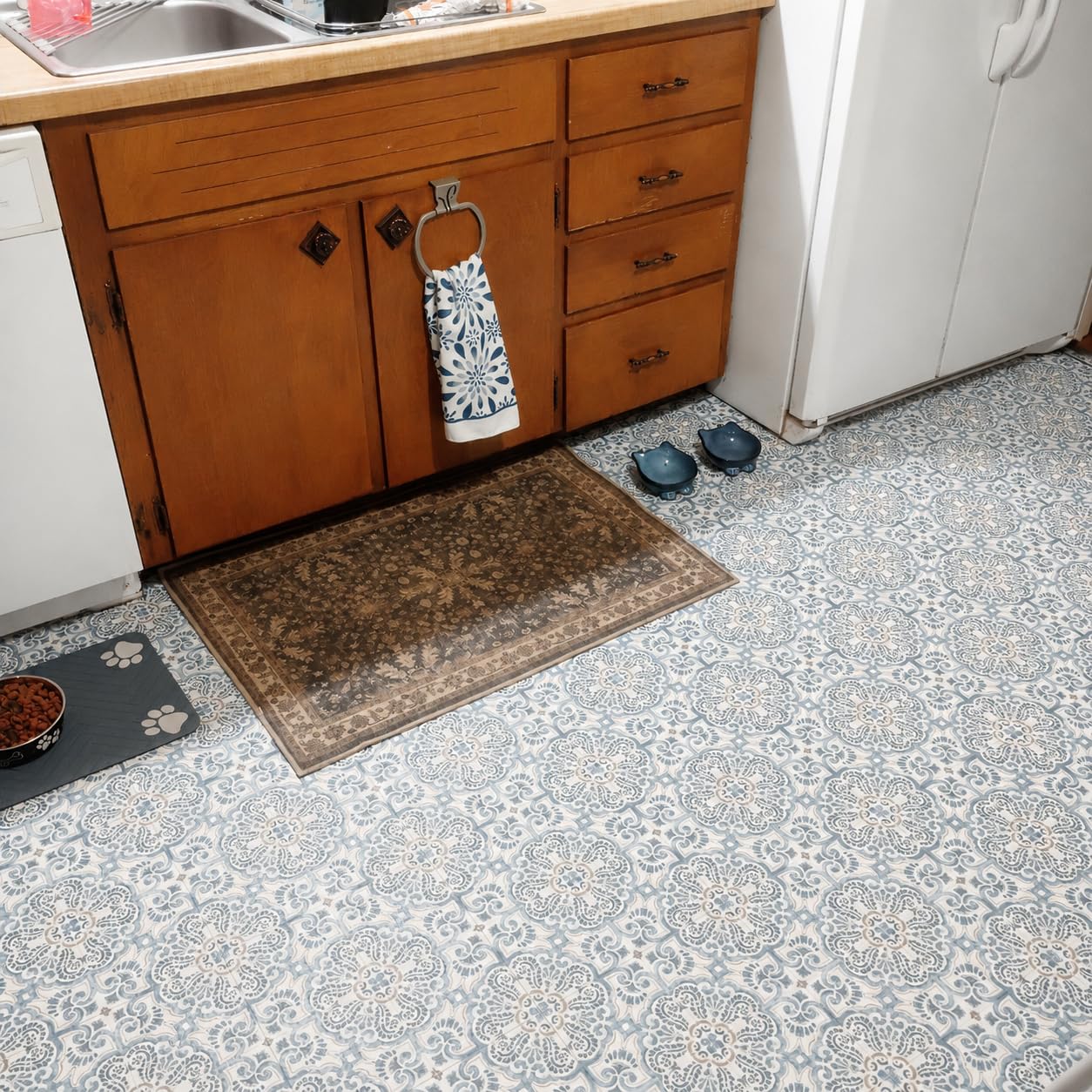 FloorPops FP2477 Fontaine Peel & Stick Floor Tiles, Blue customer photo 1