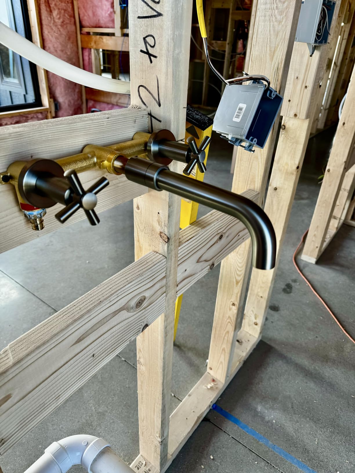 sumerain Wall Mount Bathroom Faucet Nickel, Cross Handles and Rough-in Valve Included customer photo 2