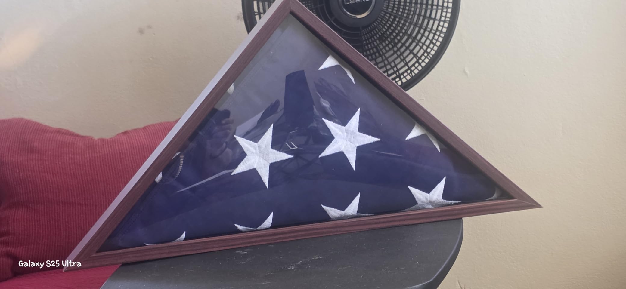 Americanflat Large Flag Display Case for Folded 5x9.5' Burial Flags - Engineered Wood Display Box for Wall or Tabletop - Silhouette Collection - Mahogany customer photo 1