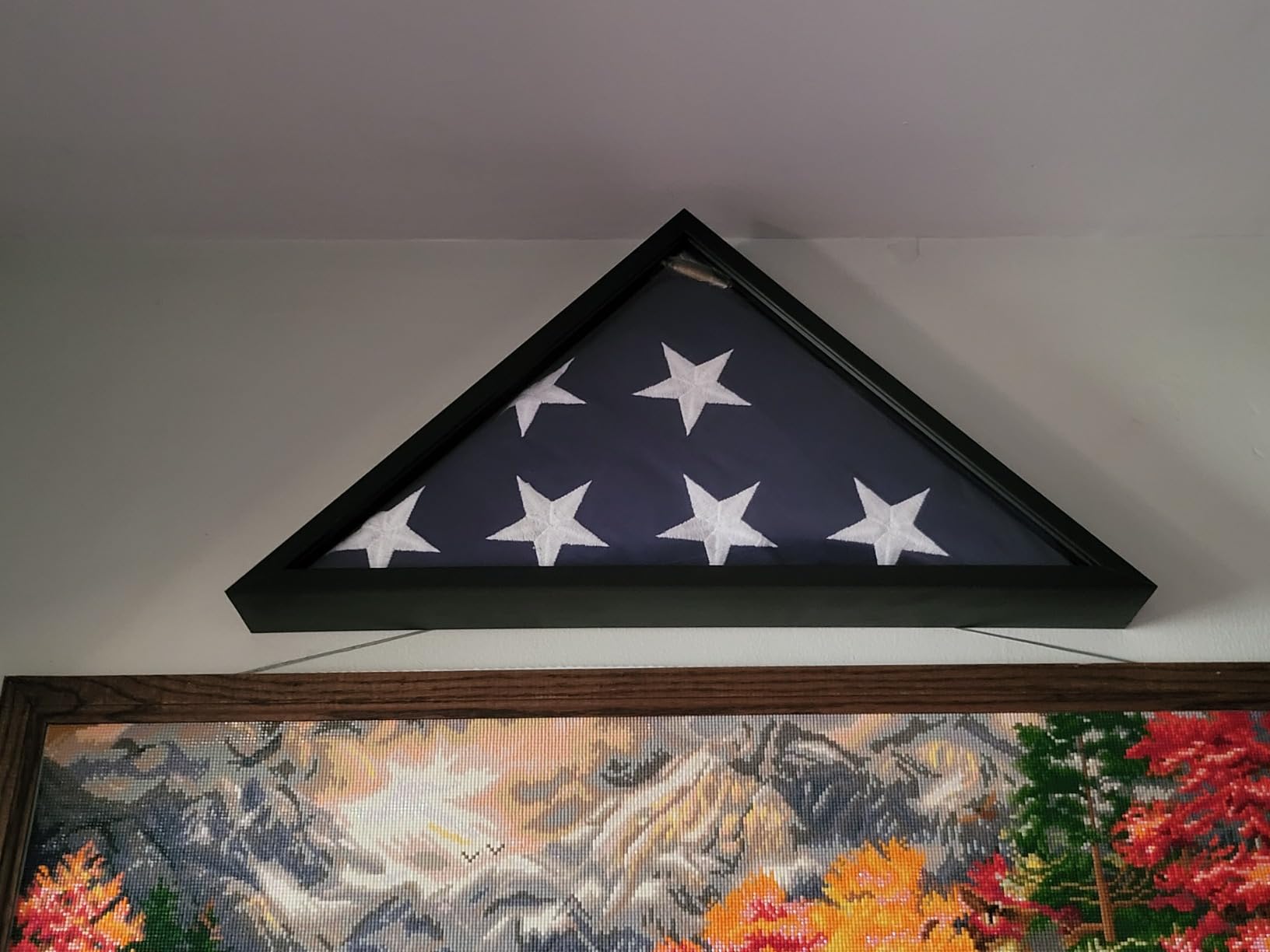 Americanflat Large Flag Display Case for Folded 5x9.5' Burial Flags - Engineered Wood Display Box for Wall or Tabletop - Silhouette Collection - Mahogany customer photo 2