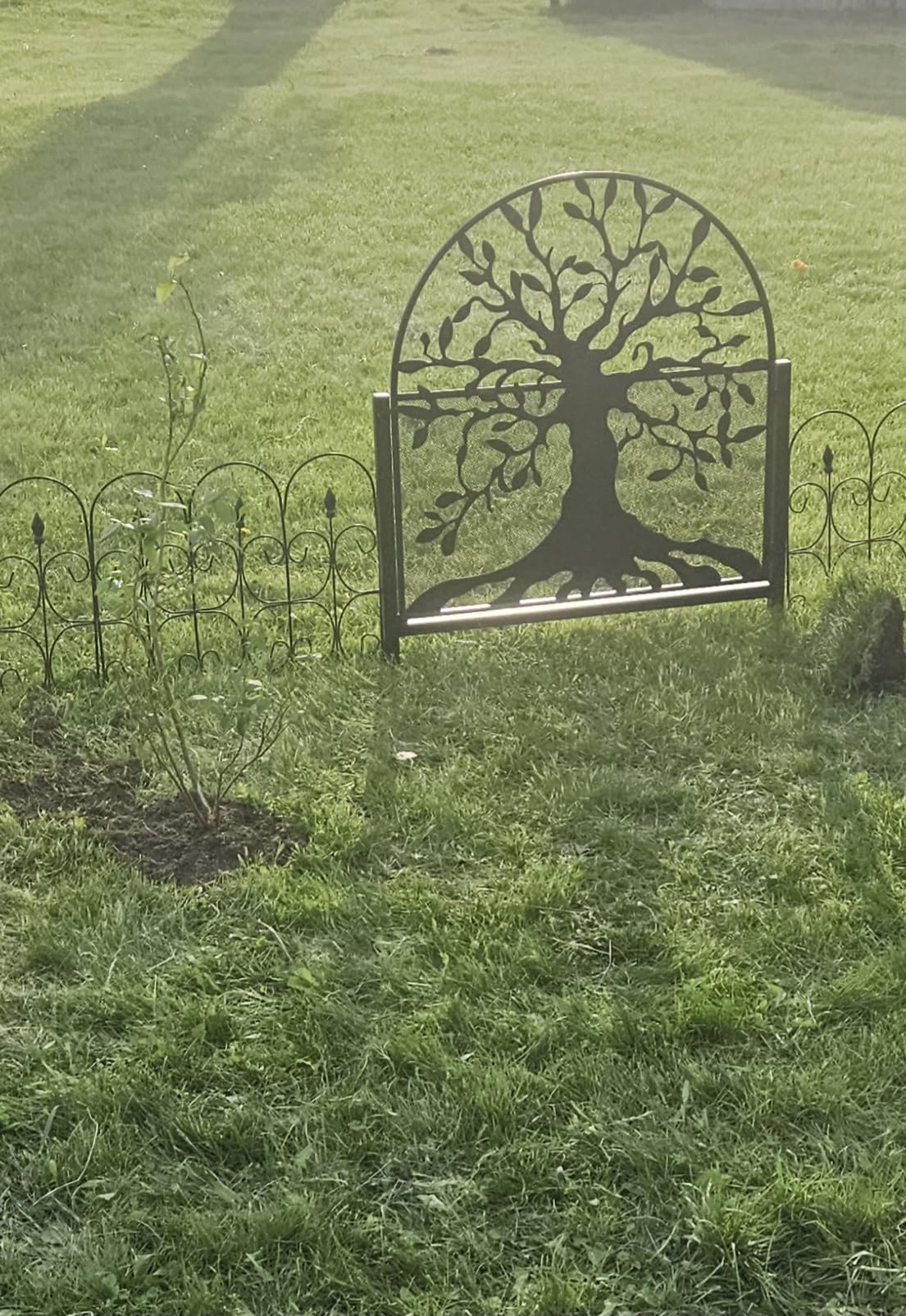 Plow & Hearth Arched Tree of Life Garden Gate | Laser-Cut Design | Metal | Black/Bronze Finish | Versatile | 36