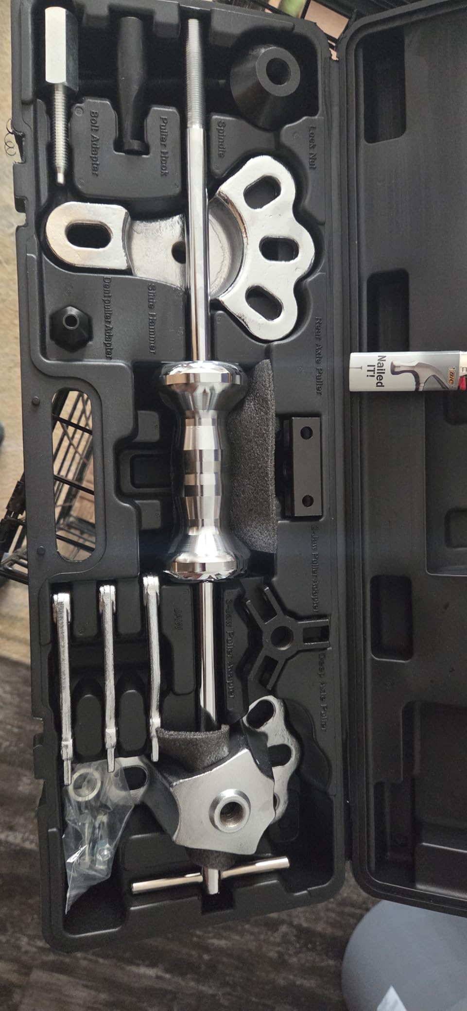 Orion Motor Tech OMT Slide Hammer, 9-Way Slide Hammer Puller Set | Slide Hammer Bearing Puller with 2 Jaw & 3 Jaw Pullers, Rear Wheel Axle Shafts, Dent Shaft Puller Hub Puller, Blue Case customer photo 1