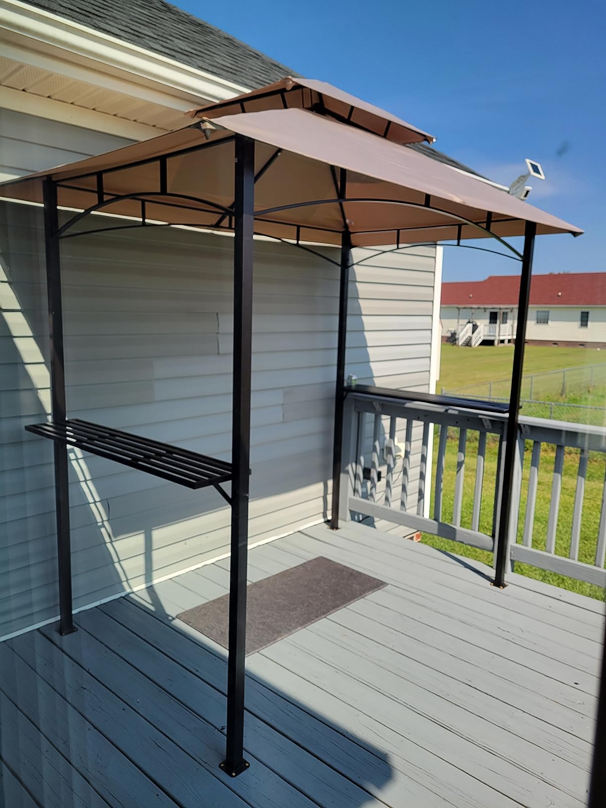 Kozyard Andra 8' x 5' BBQ Grill Gazebo Canopy Tent, Vented Soft Top Roof, Steel Frame with Side Shelves & Utensil Hooks, 4 Magnetic Detachable LED Lights, Outdoor Grill Shelter customer photo 2