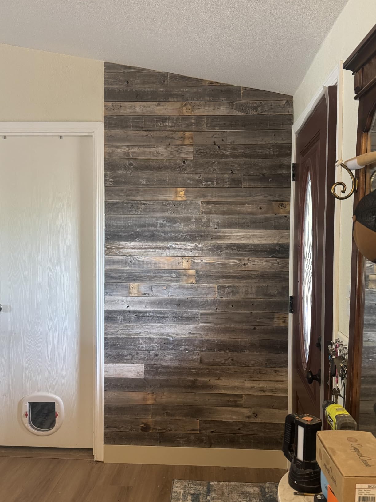 Real Wood Nail Up Application Rustic Reclaimed Naturally Weathered Barn Wood Accent Paneling Board Planks for Home Walls (46 Square feet) customer photo 2