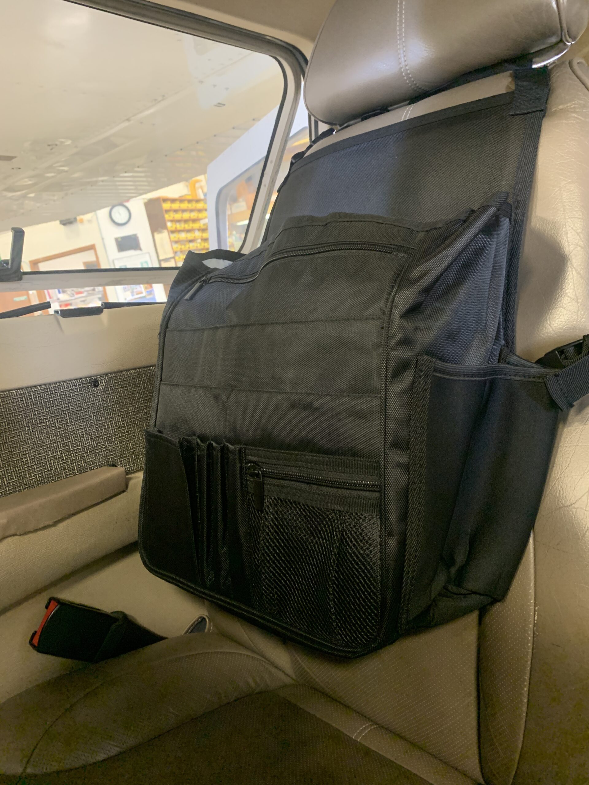 LUXJA Car Front Seat Organizer with Laptop and Tablet Storage Pockets, Car Seat Organizer with Back Adjustable Straps, Black customer photo 1