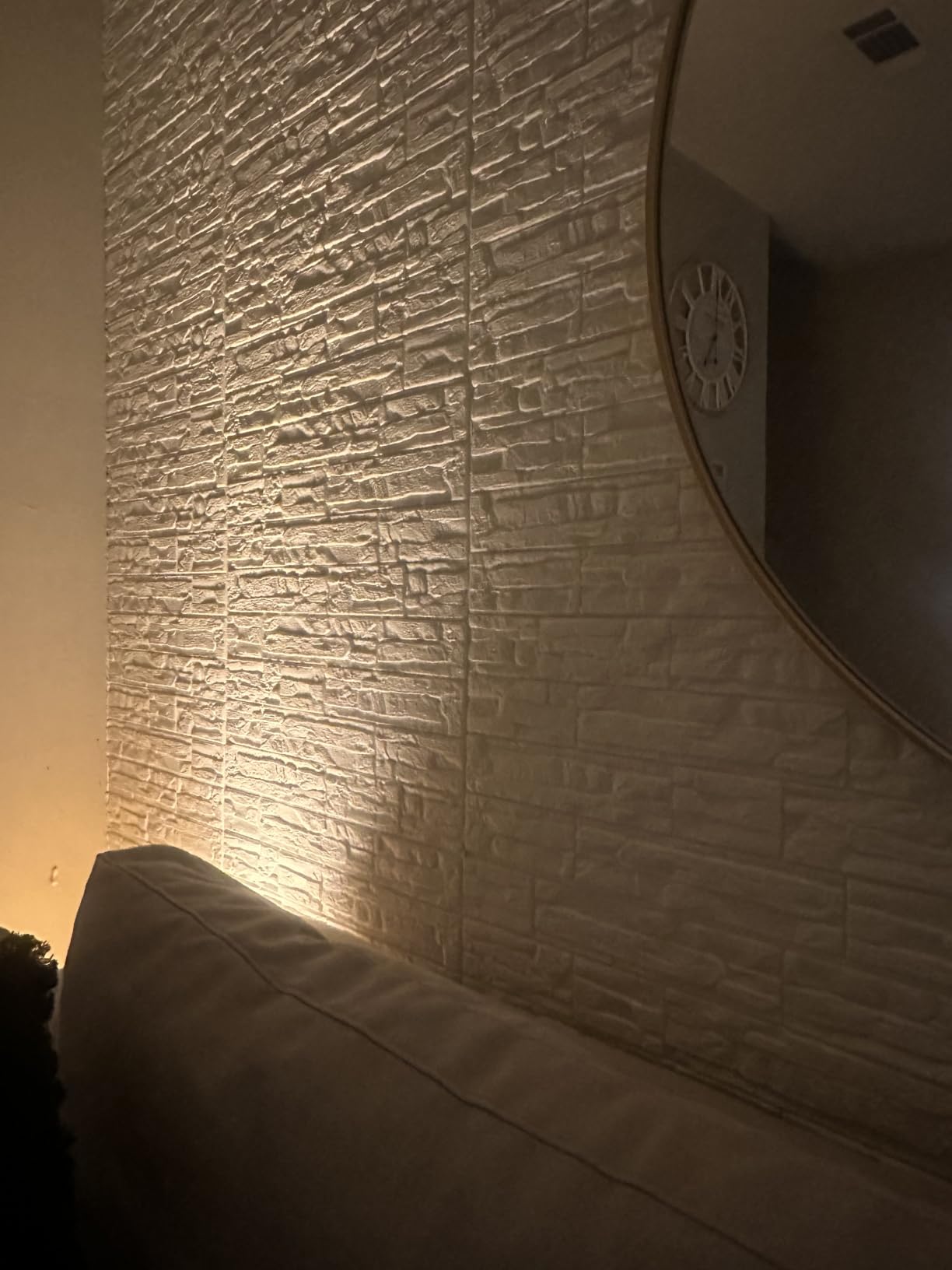 3D Wall Panels Peel and Stick Foam Brick Wallpaper, White, 12Pcs | Faux Stone Interior Wall Covering Panels Self-Adhesive Waterproof Wall Stickers Textured brick Paneling for Walls Decorative customer photo 1