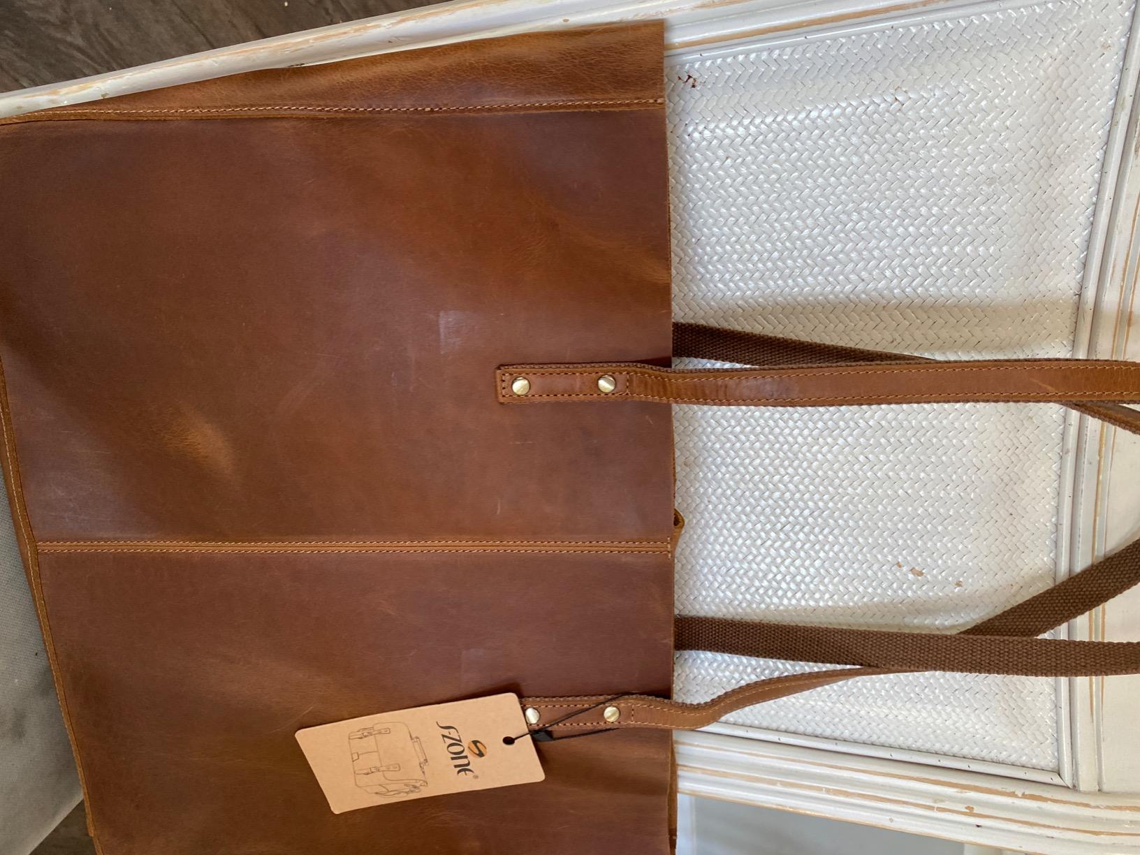 S-ZONE Genuine Leather Shoulder Tote Bag for Women Large Handbag Work Purse customer photo 2