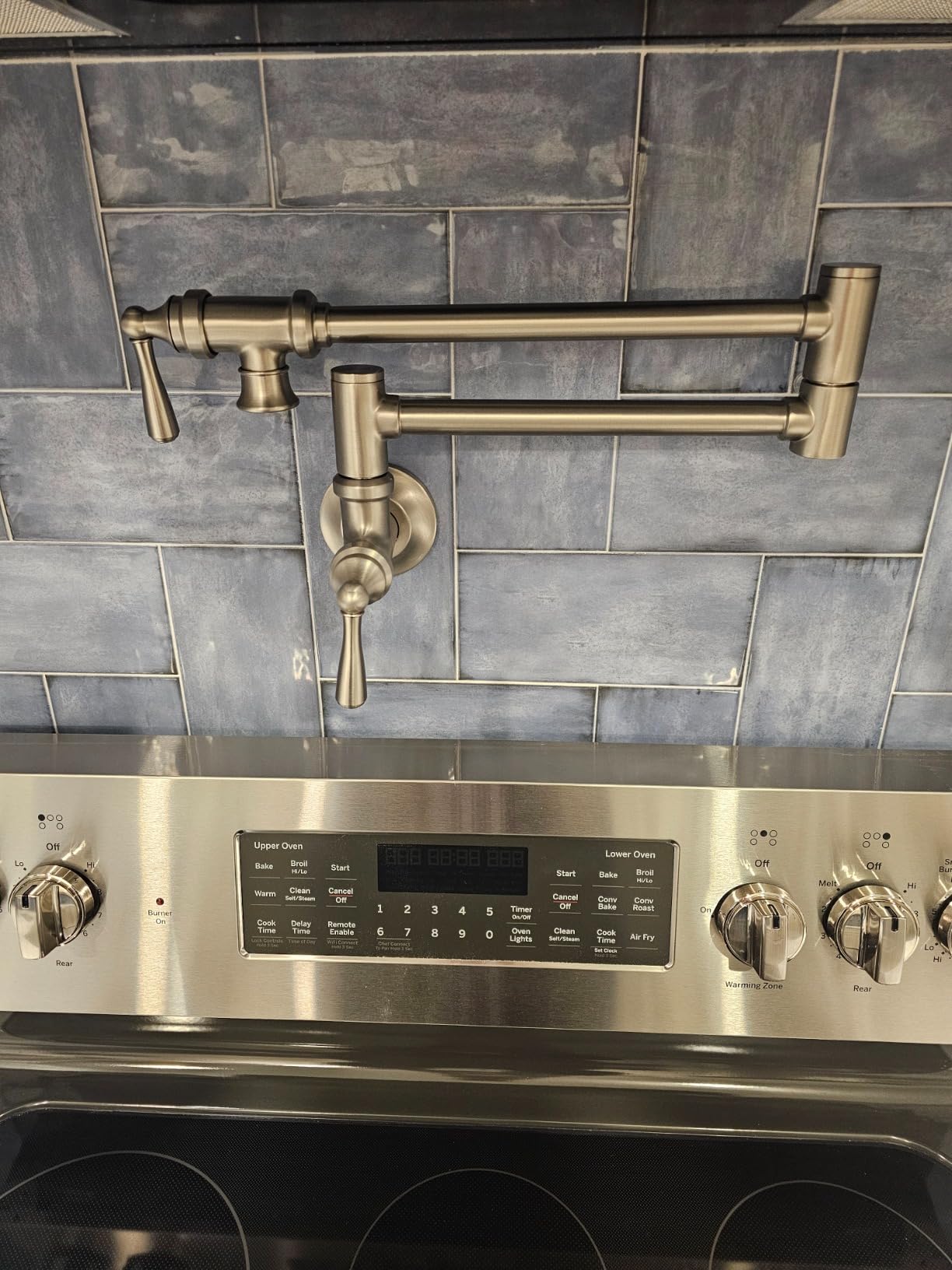 Moen Brushed Gold Traditional Double Jointed Wall Mount Swing Arm Folding Pot Filler Kitchen Faucet, S664BG customer photo 1
