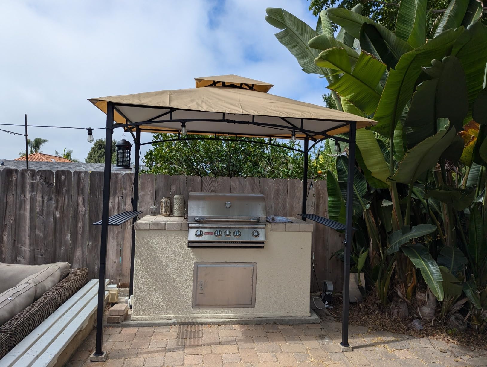 MASTERCANOPY 8 x 5 Grill Gazebo Outdoor BBQ Gazebo Canopy with 2 LED Lights (Khaki) customer photo 2
