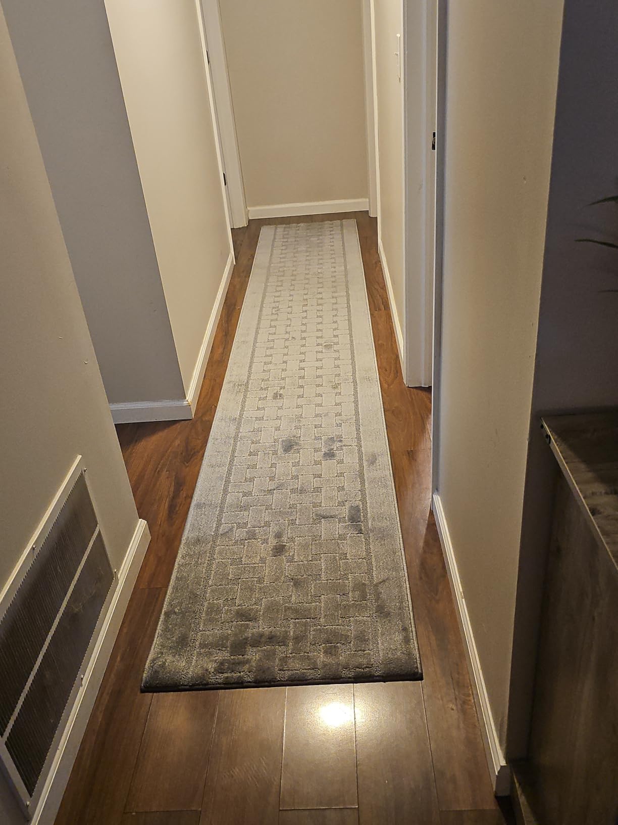 Runner Rug 15 ft, Non-Slip Washable Rug, Grey Textured Carpet for Kitchen Hallway Entryway, Rubber Backing, Indoor, Rolled in Box (26