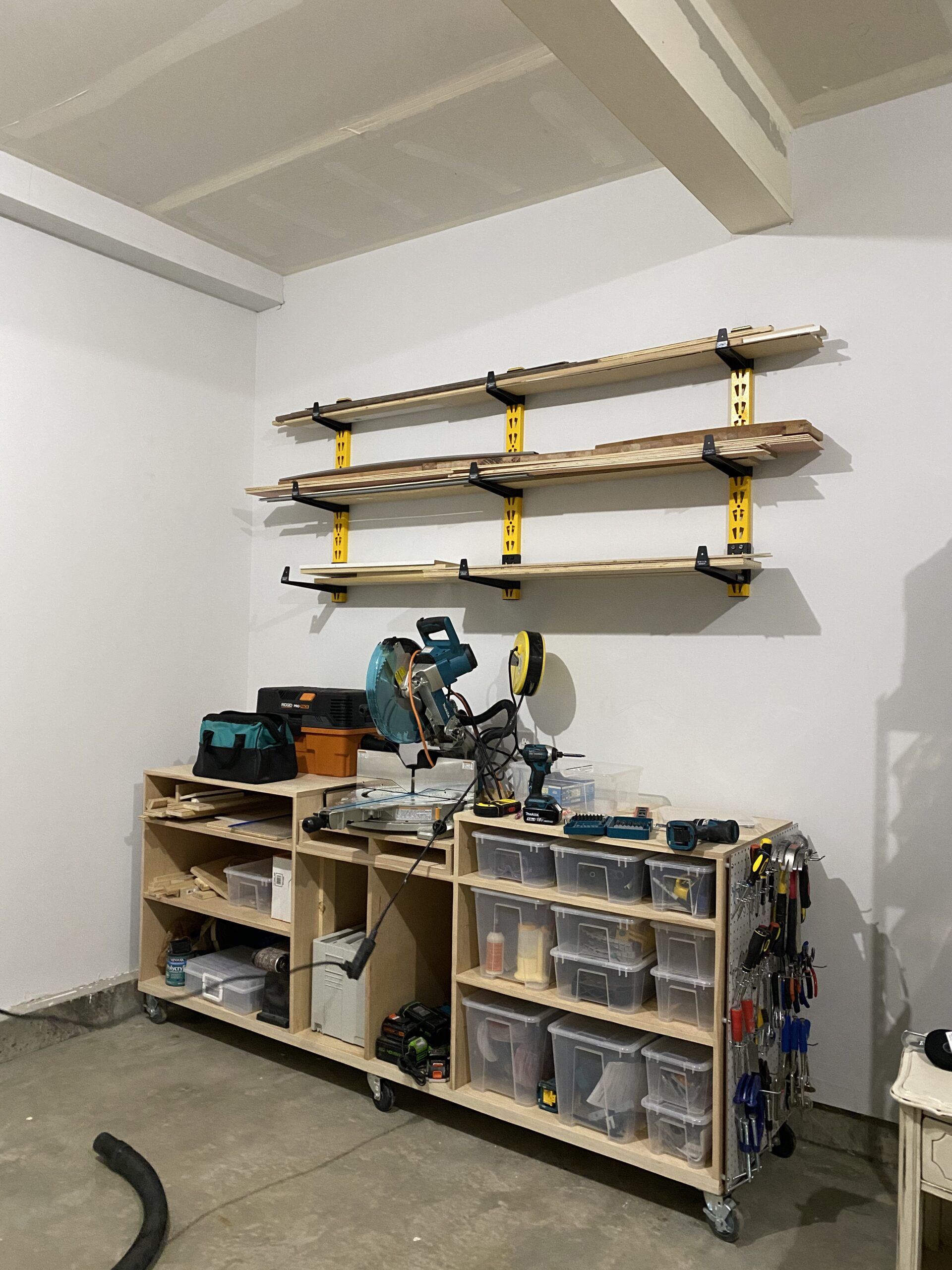 DEWALT 3-Piece Wall Mount Cantilever Wood and Lumber Storage Rack for Workshop Shelving, Multi-Depth Storage, Supports a Total of 273 lbs. customer photo 1