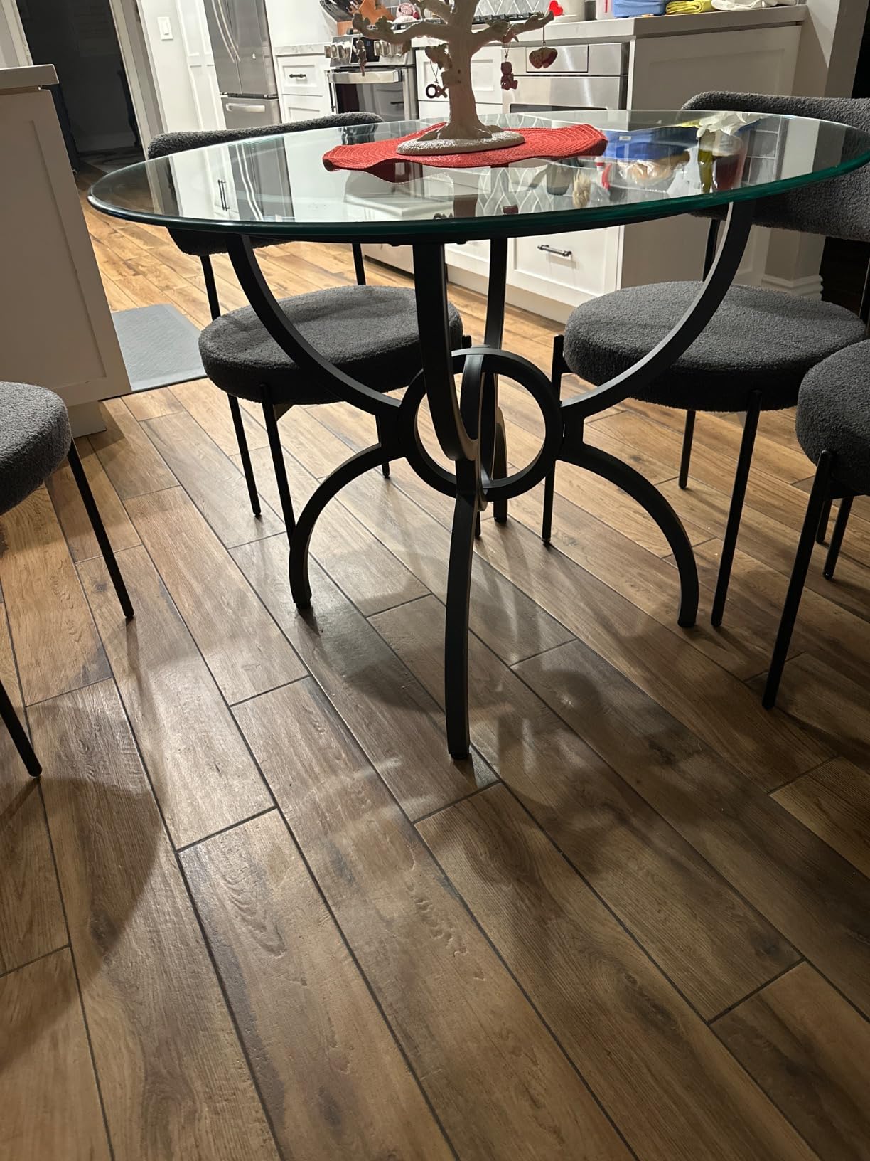 Coaster Home Furnishings - Aviano - Metal Dining Table Base - Industrial Round Dining Table Base with Interlocking Ring Motif and Four Stylized M Legs - Dining Room - Gunmetal - 108291 customer photo 1