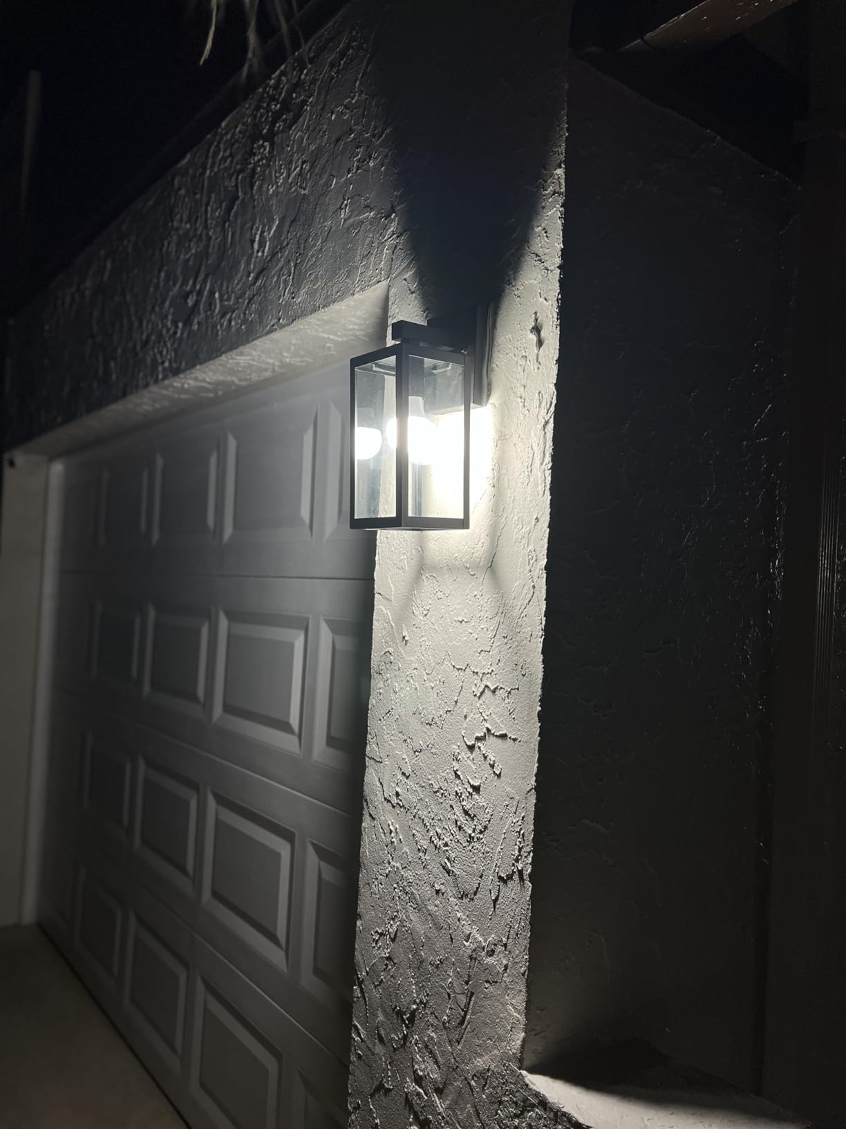 MAXvolador Outdoor Wall Sconce, Exterior Waterproof Wall Lantern Light Fixtures, Black Porch Lights with Toughened Glass Shade, Anti-Rust E26 Socket Front Door Mount Lighting, 2 Pack customer photo 1