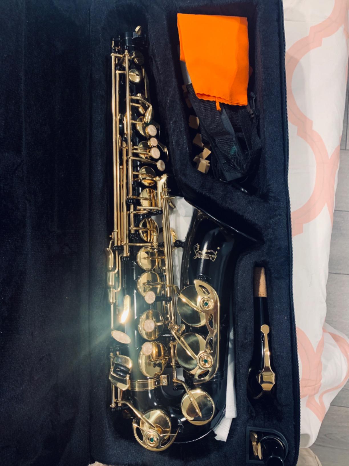 Glarry Student Alto Eb E-flat SAX Saxophone Gold Lacquer SAX Beginners Kit with Case, Reeds, Mouthpiece, Soft Cleaning Cloth and Rod, Gloves customer photo 2
