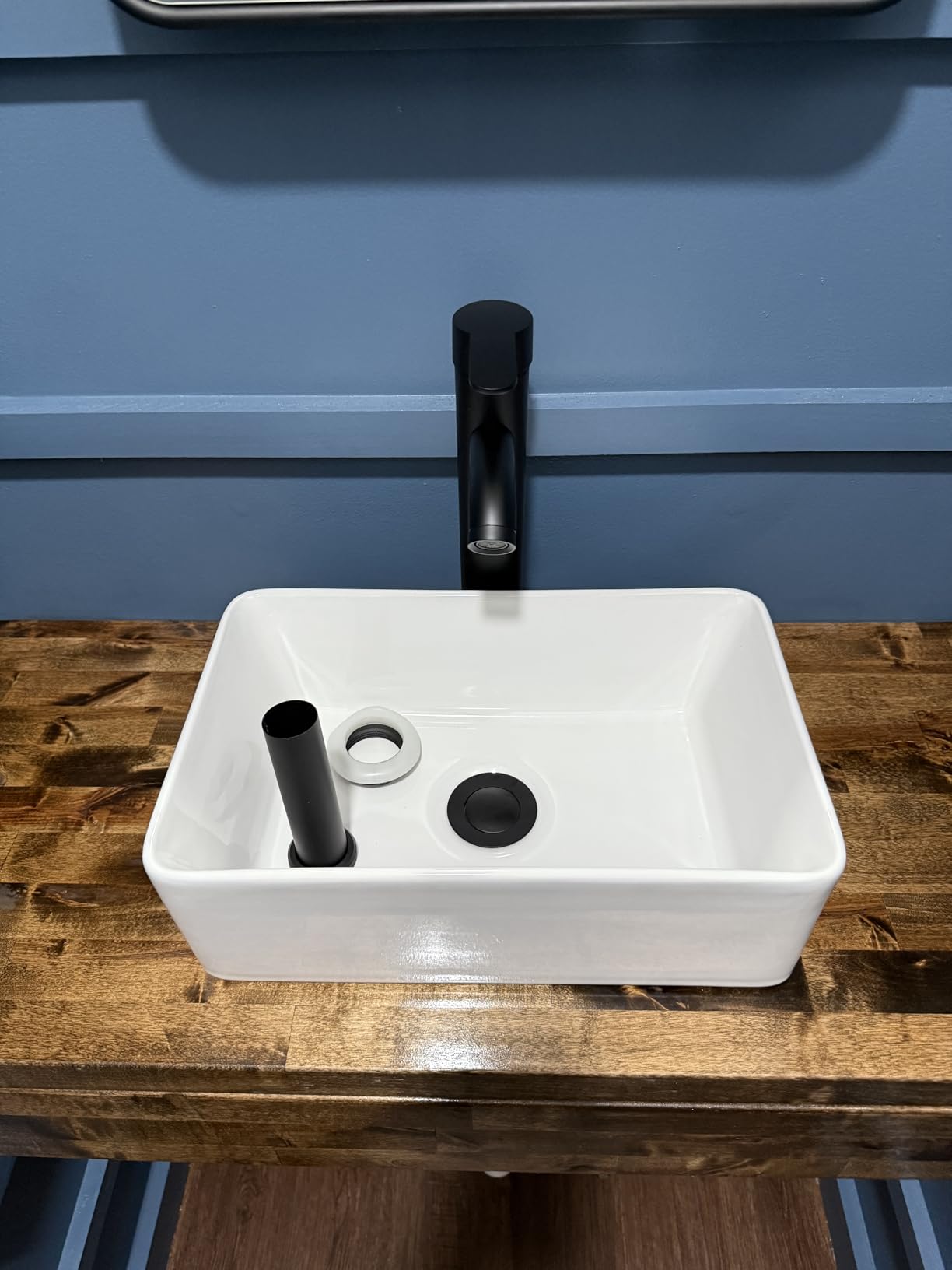 gotonovo Vessel Sink Faucet Modern Tall Bathroom Faucet Single Handle One Hole Stainless Steel Vanity Lavatory Rv Bowl Basin Mixer Tap with Supply Lines and Metal Pop Up Drain, Matte Black customer photo 2