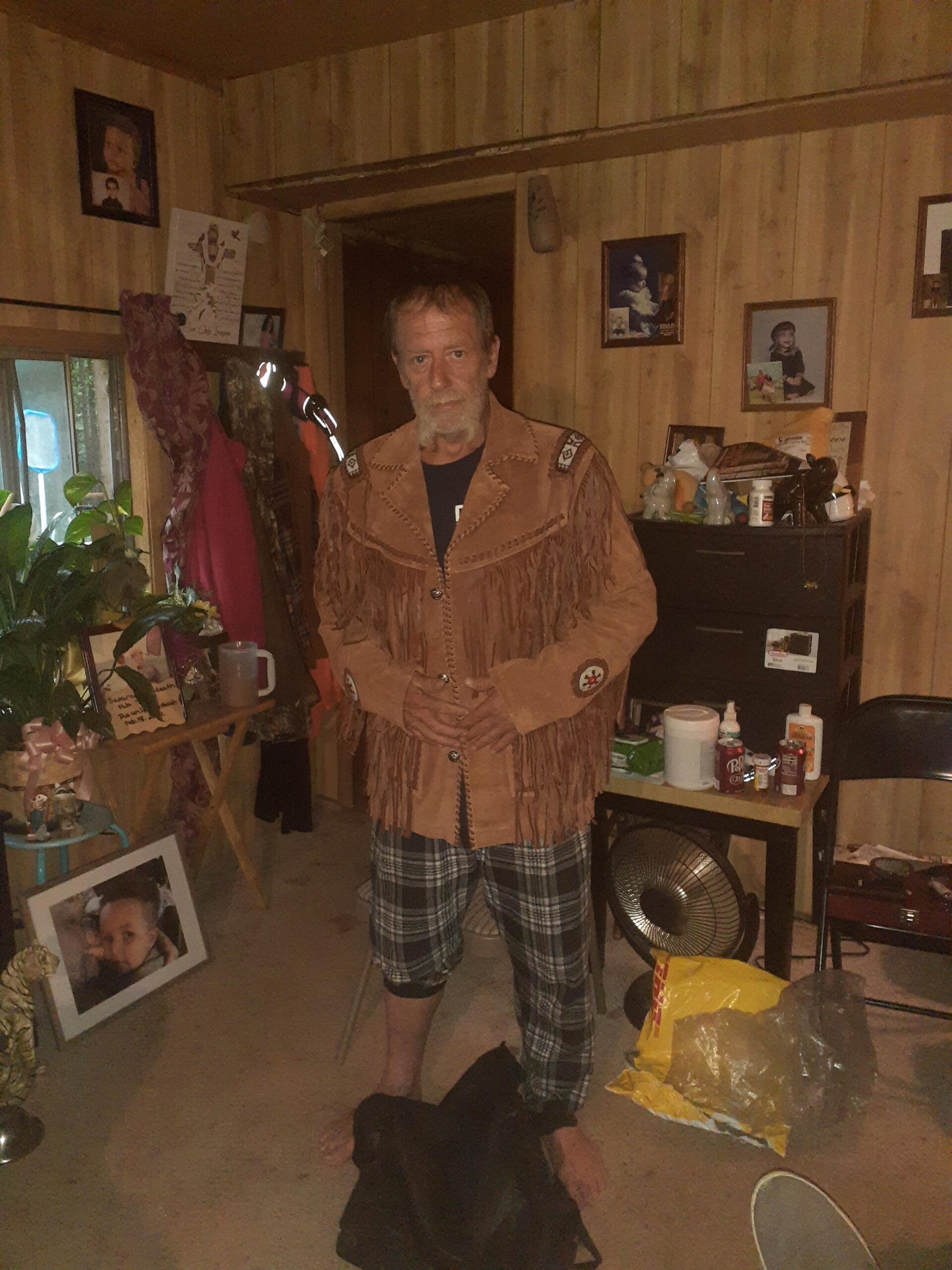 Men's Traditional Cowboy Western Leather Jacket Coat with Fringe Native American Jacket Suede Beaded Black customer photo 2