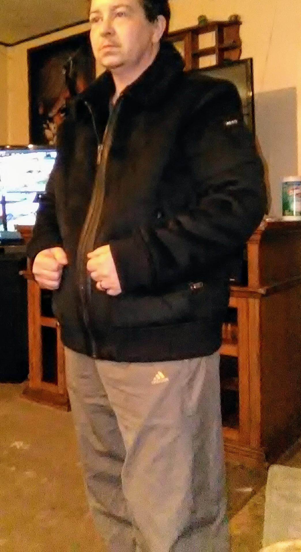 DKNY Men's Faux Shearling Bomber Jacket With Faux Fur Collar customer photo 1