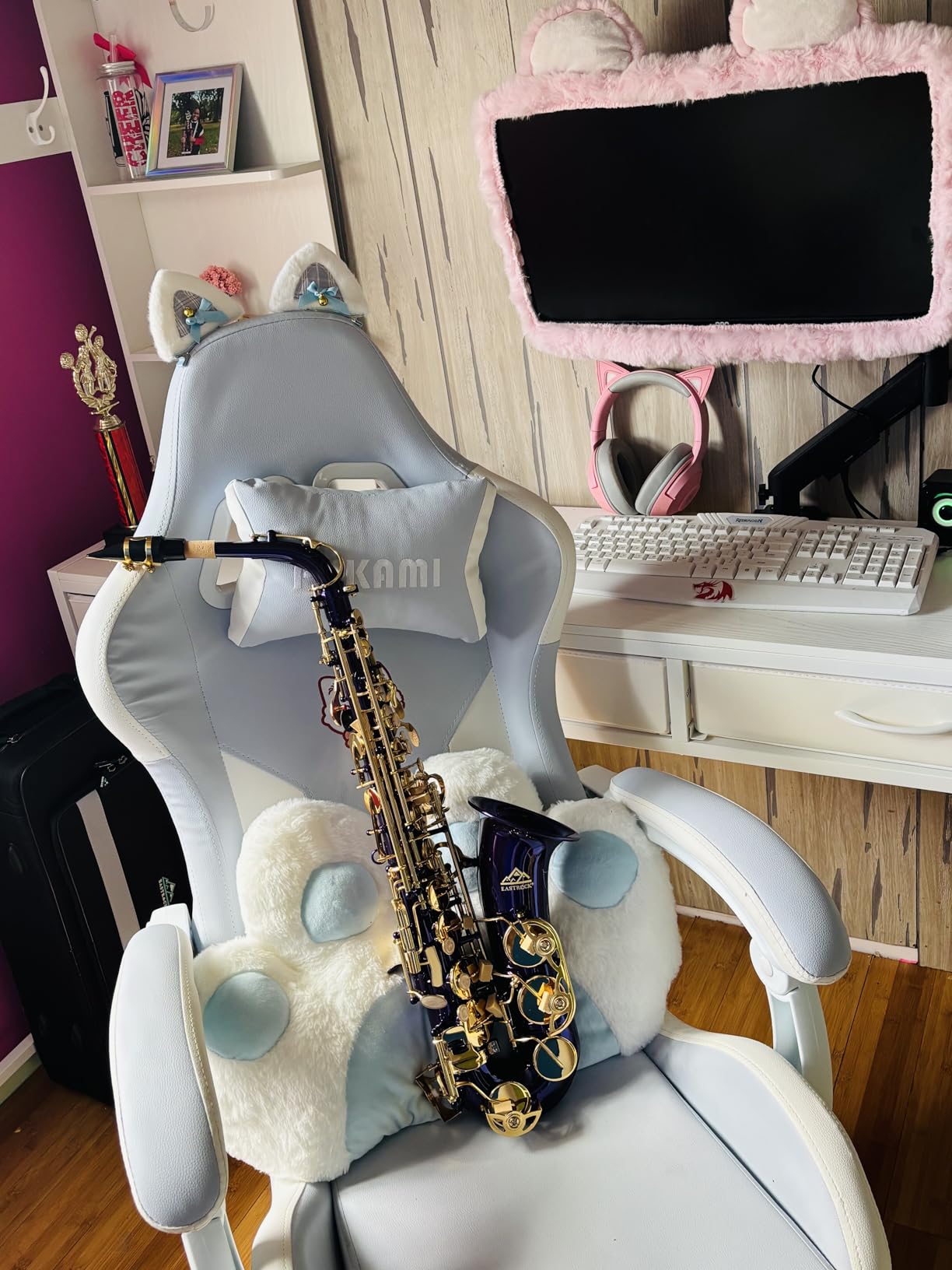 EASTROCK Black/Golden Alto Saxophone E Flat Sax Full Kit for Students Beginner with Carrying Case, Mouthpiece, Mouthpiece Cushion Pads, Cleaning Cloth & Cleaning Rod, White Gloves, Neck Strap customer photo 1