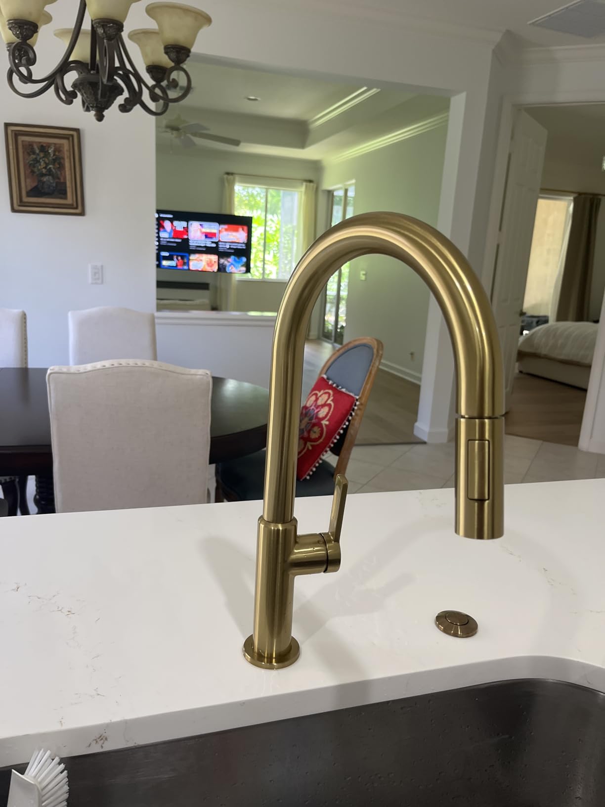 KRAUS Oletto Single Handle Pull Down Kitchen Faucet in Spot Free Stainless Steel, KPF-2820SFS customer photo 2