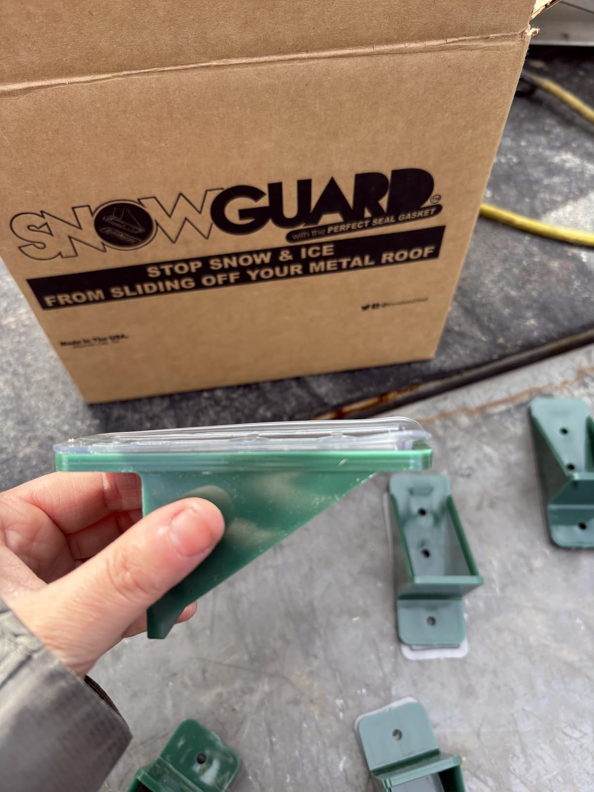 50 Pack Snow Guards for Metal Roofs - Includes Perfect Seal Gaskets & Screws - Heavy-Duty Polycarbonate Snow & Ice Stops - Prevents Sliding Snow | Black | Made in USA customer photo 2