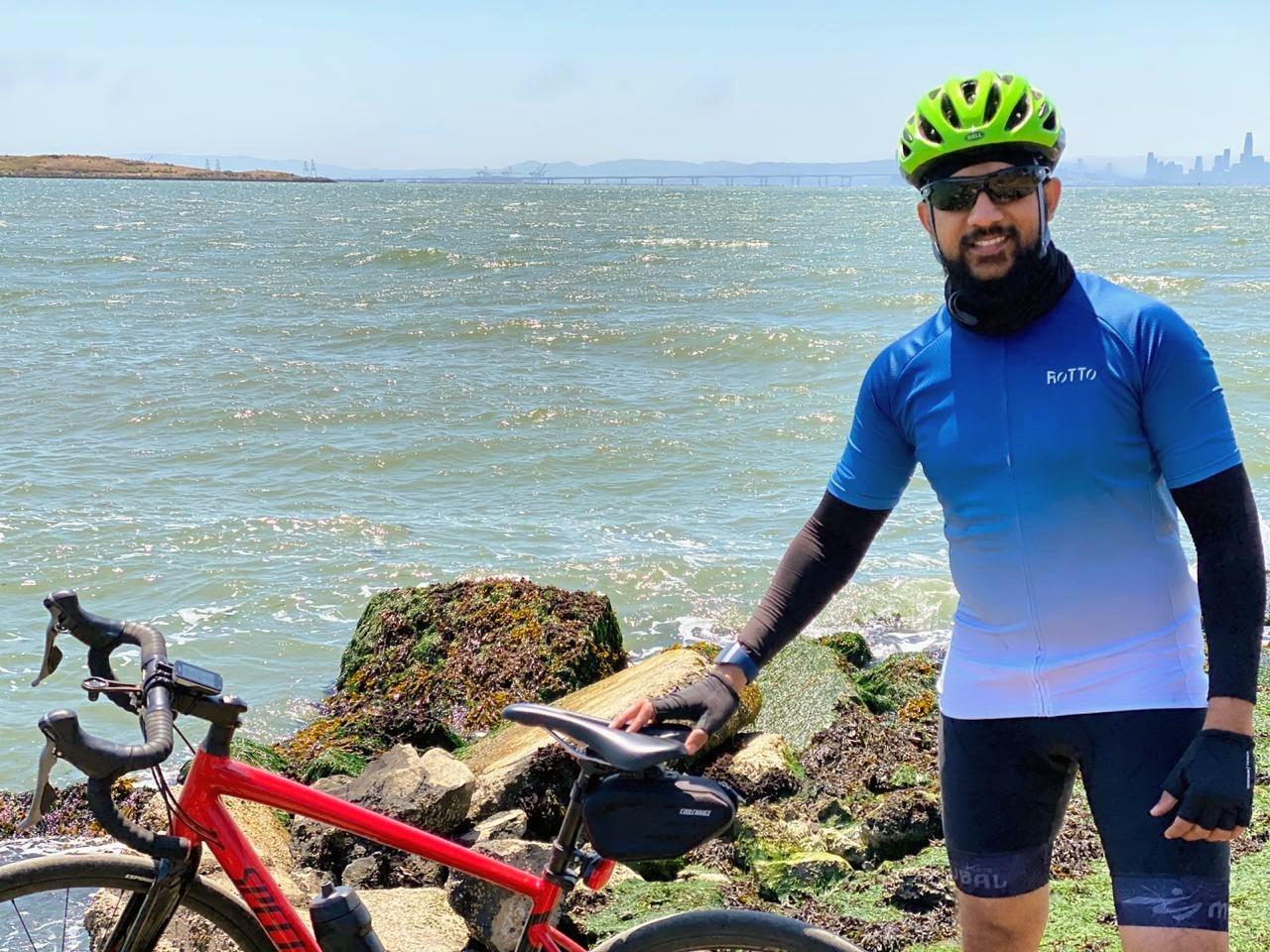 Cycling Jersey Mens Bike Shirt Short Sleeve Gradient Color Series customer photo 2