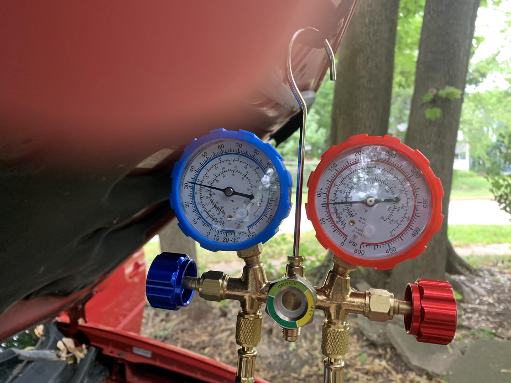 UPGRATED Version 4 Way A/C Manifold Gauge Set Fits R134A R410A R404A R22 Refrigerants with 5FT Hose, 3 Acme Tank Adapters, Adjustable Couplers and Can Tap customer photo 2