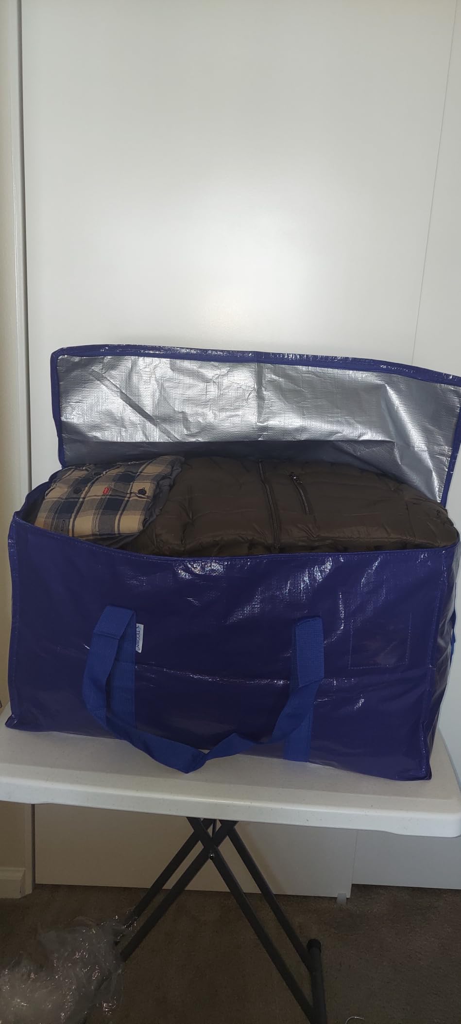 TICONN 6 Pack Extra Large Moving Bags Heavy Duty with Zippers & Carrying Handles, Durable Storage Bags Moving Boxes for Closet Organizers and Storage (6 Pack, Blue) customer photo 1
