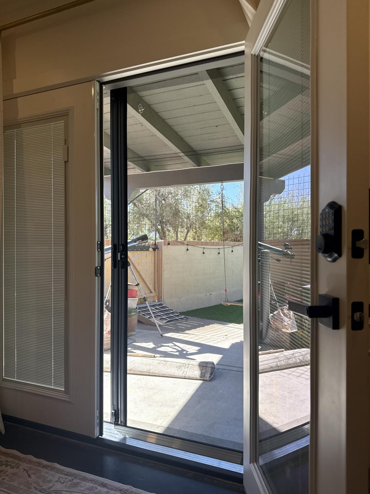 Brisa Double Retractable Screen Door, Brown, Fits 78 in. Tall, 68-72 in. Wide Doors customer photo 1
