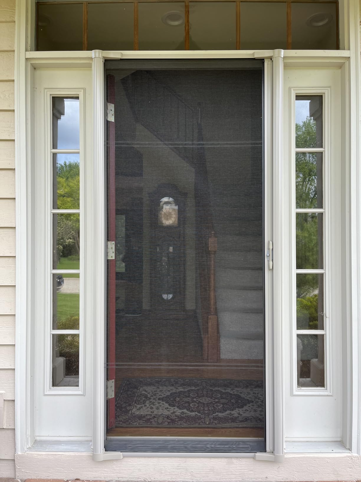 LARSON Brisa Single Sandstone Retractable Screen for Door with Thin Mesh Screen for High Visibility, Fits 80-in to 81-in Tall x 32-in to 36-in Wide Front Doors customer photo 2