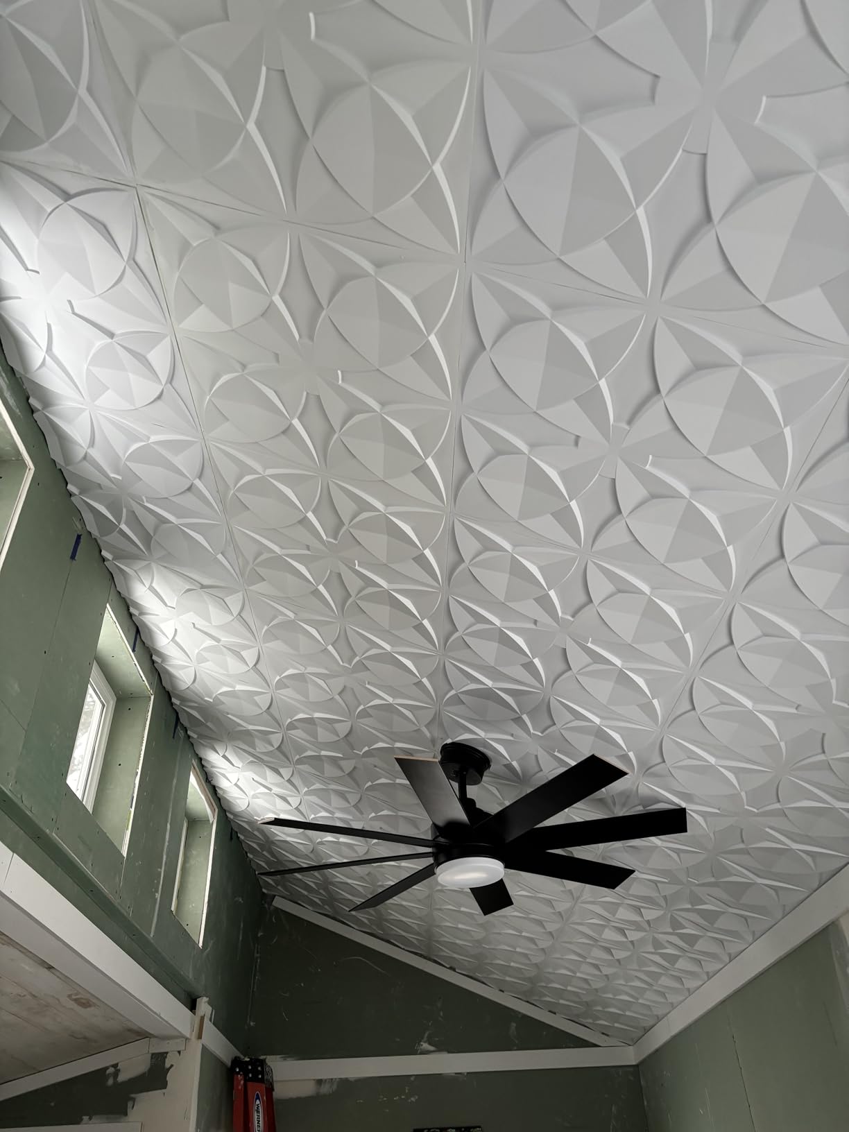 Art3d Decorative Ceiling Tile 2x2 Glue up, Suspended Ceiling Tile Pack of 12pcs White Floral customer photo 1