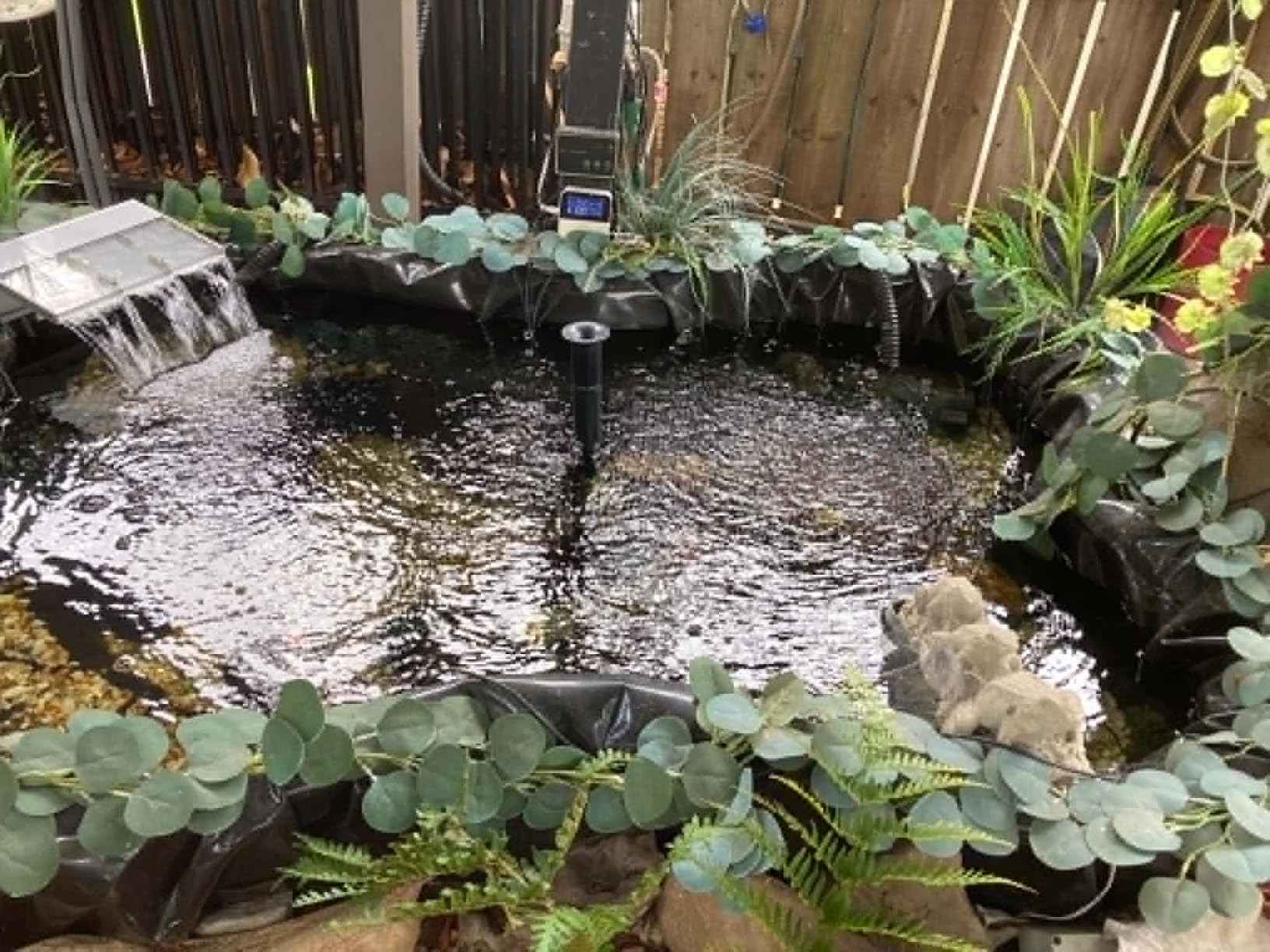 UWIOFF 10 x 13 FT Pond Liner, 20 Mil Pond Liners for Outdoor Ponds, Black Fish Pond HDPE Liner for Koi Ponds, Streams Fountains and Garden Waterfall customer photo 1