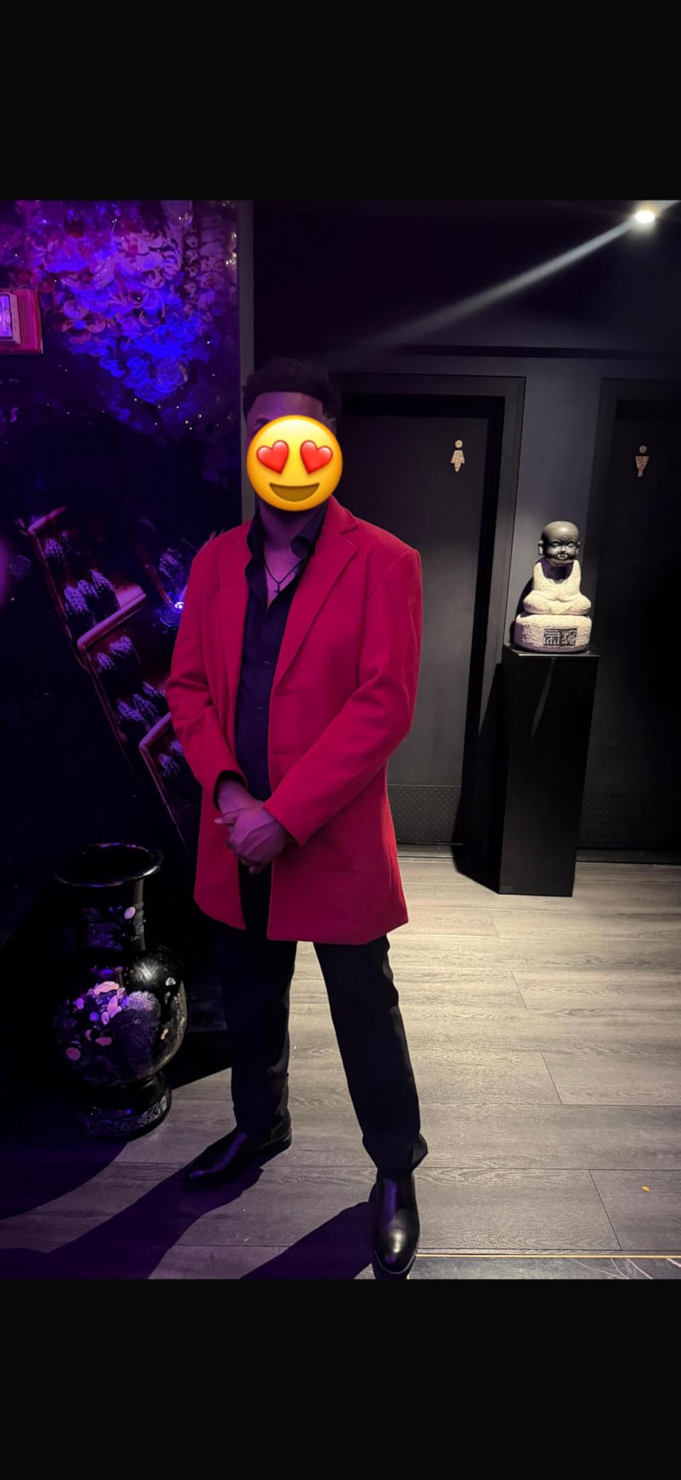 Mens Black Trench Coat Notched Lapel Single Breasted Long Peacoat Overcoat customer photo 2