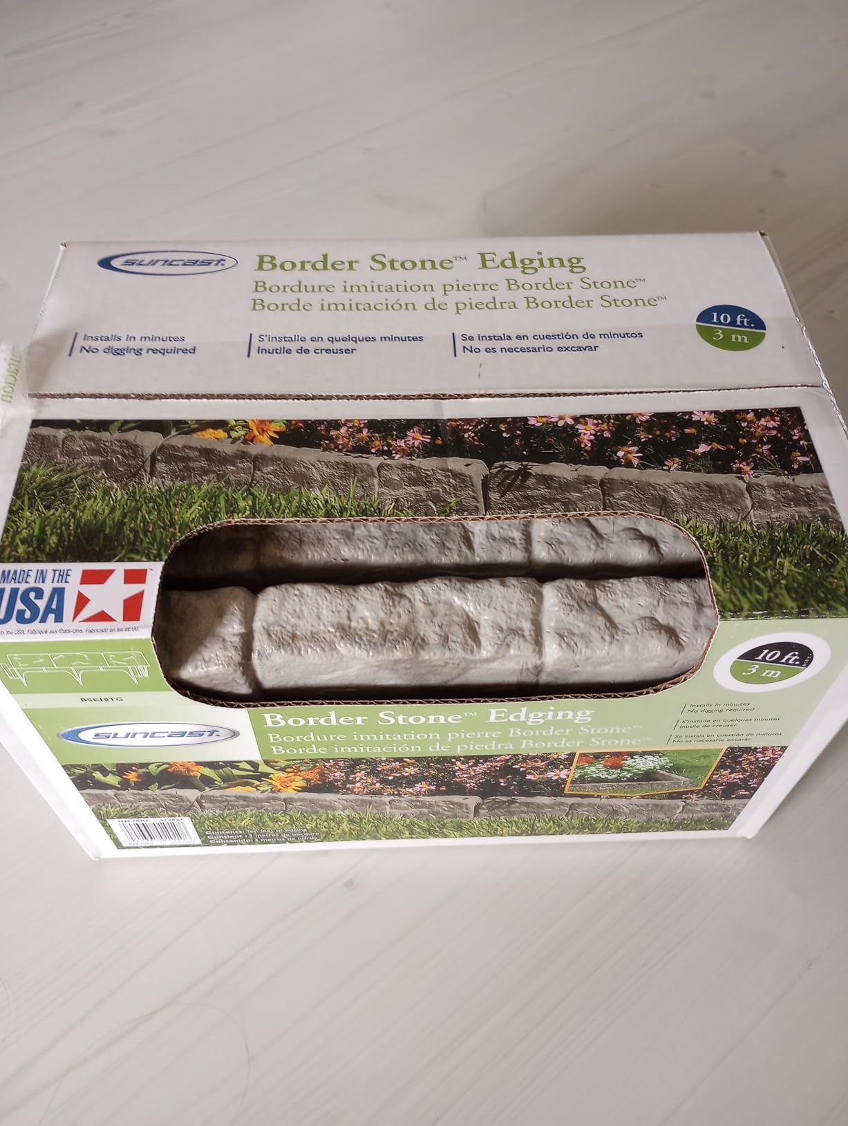 Suncast Interlocking Border Edging - Stone-Like Poly Construction for Garden, Lawn, and Landscape Edging - Water Resistant Border for Containing Trees, Flower Beds and Walkways - Light Taupe, 30 customer photo 2