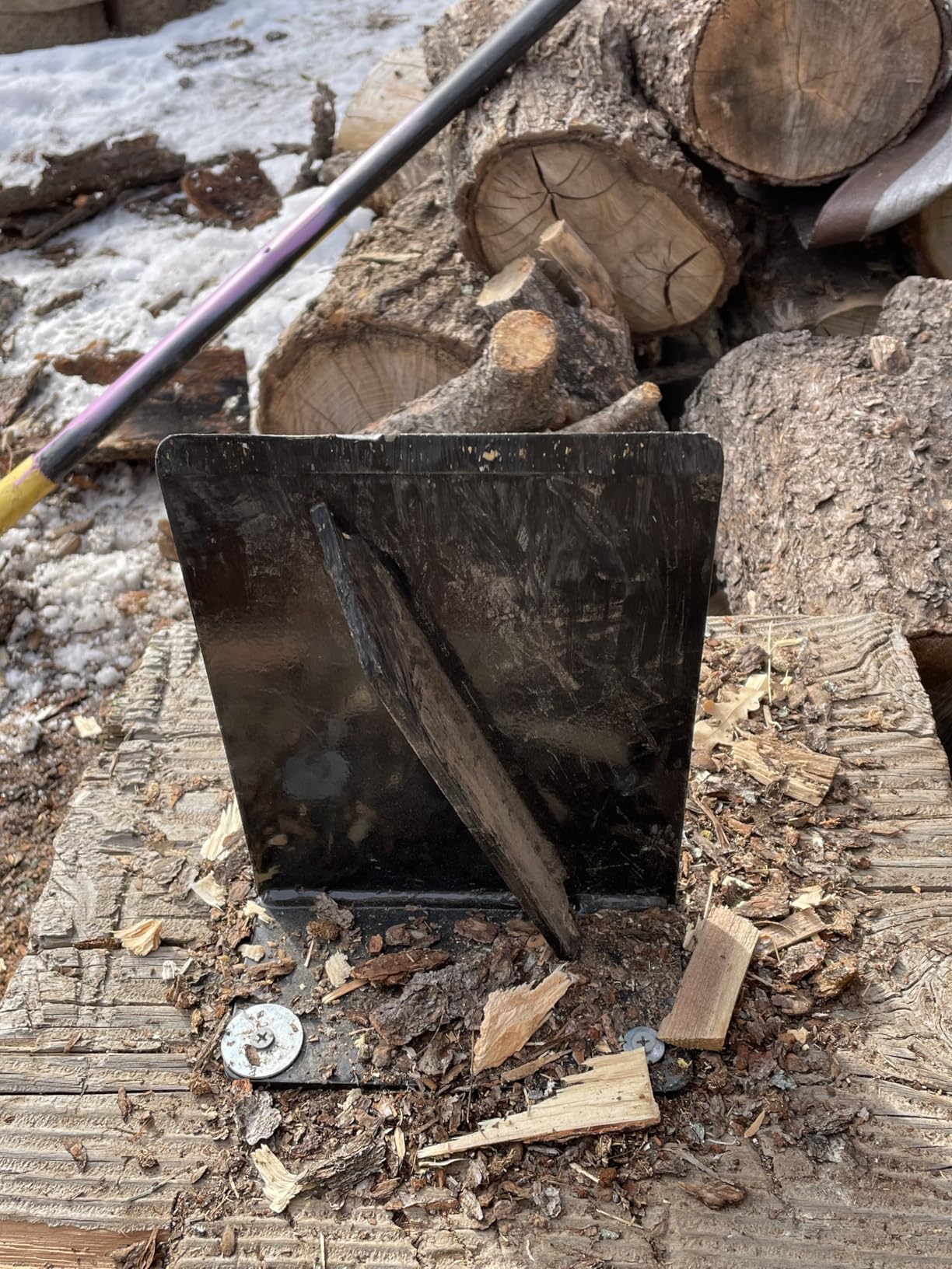 Wood Kindling Splitter - High Strength Structural Steel Firewood Splitter, Wood Splitter Wedge, for Small Wood Stove and Fireplace Manual Log Splitter, Black customer photo 2
