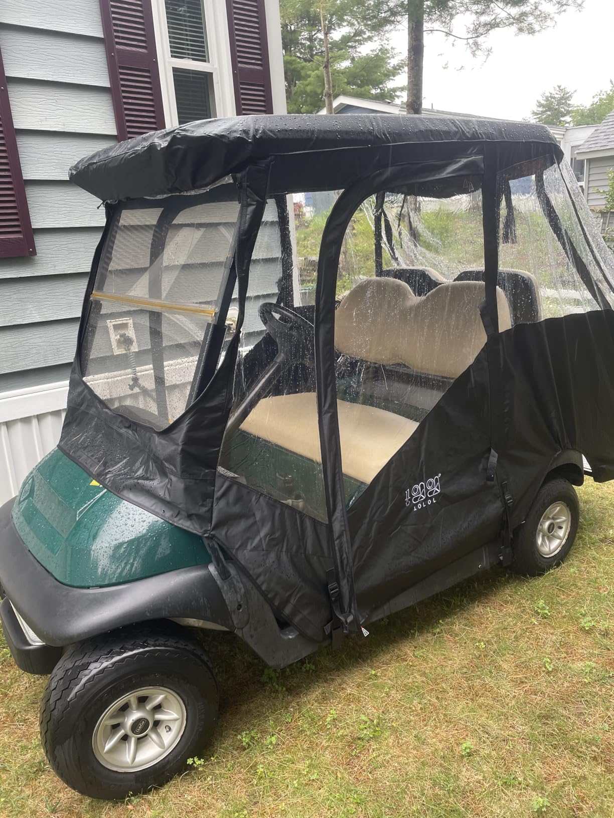 10L0L Golf Cart Driving Enclosure for Club Car DS, 2+2 Passenger Short Roof, Waterproof Windproof Heavy Duty 600D Rain Cover with 4-Sided Clear Windows & Durable Door Zipper, All-Weather Protection customer photo 1