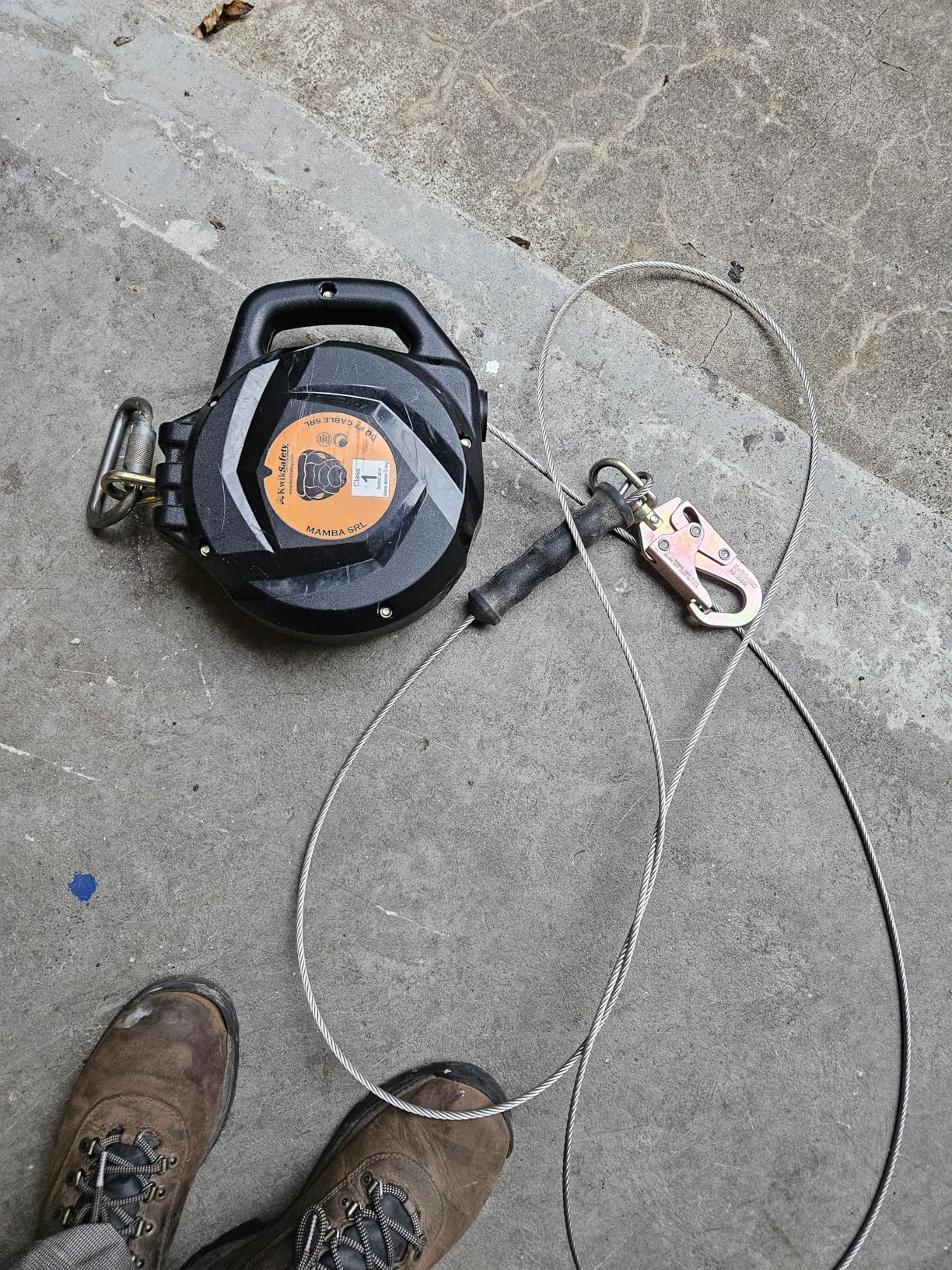 KwikSafety - Charlotte, NC - Mamba 50' Self Retracting Lifeline [Carbonate + Integrated Handle] Class 1 Cable SRL ANSI OSHA Retractable Fall Arrest Safety Roofing Construction Gear customer photo 2