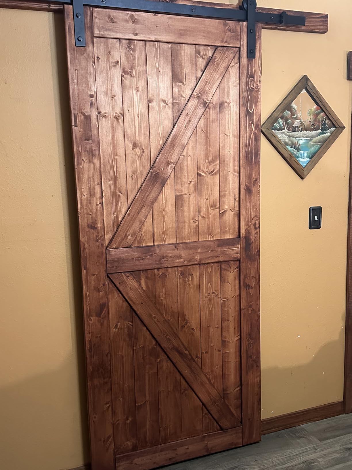 EaseLife 36in x 84in Sliding Barn Door with 6.6FT Barn Door Hardware Kit & Handle Included, Solid Spruce Wood Door, Assembly Required, Stainable, K-Frame customer photo 2