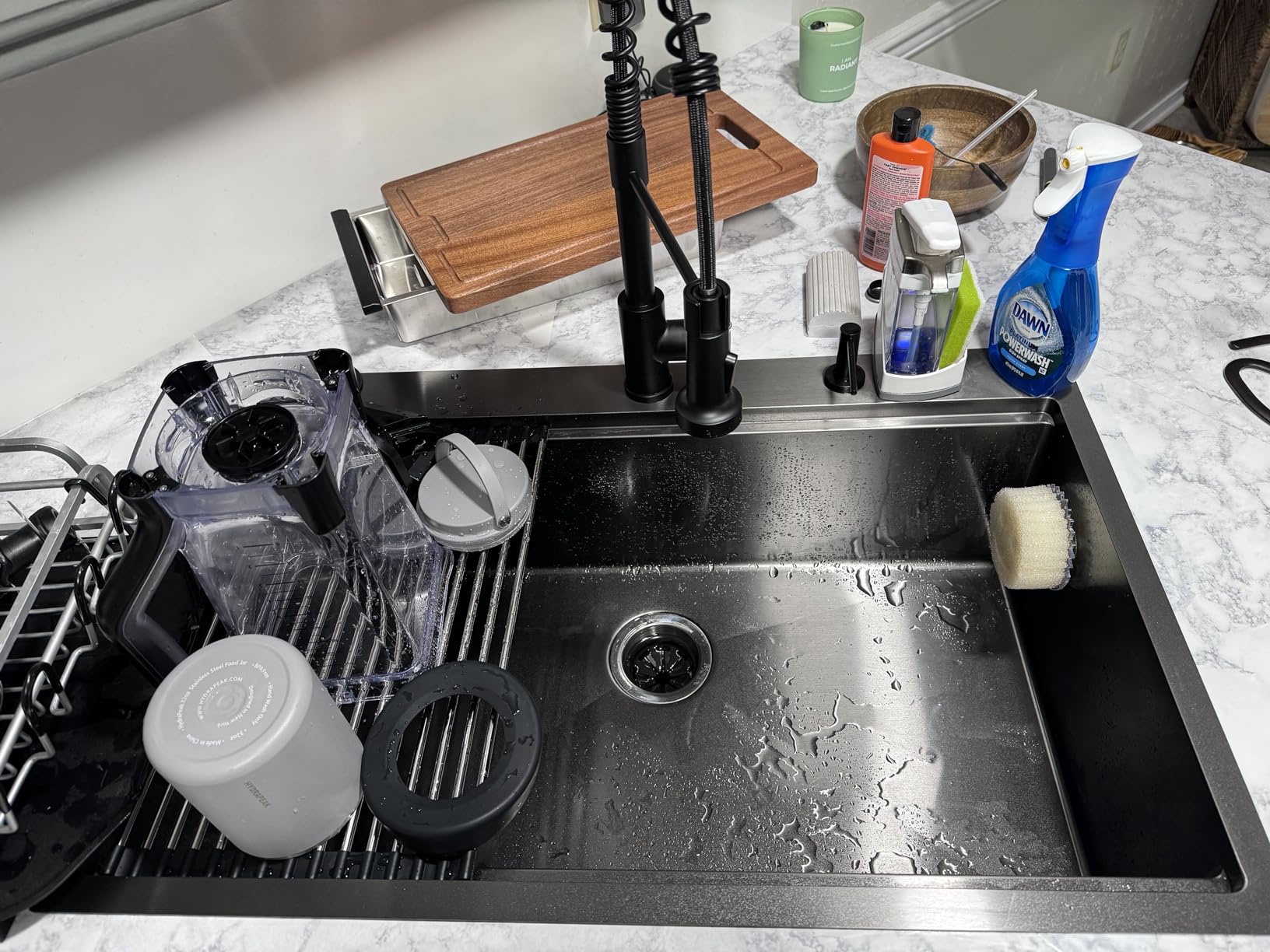 33 Inch Black Drop In Kitchen Sink Workstation - VOKIM 33x22-Inch Drop In Sink Stainless Steel Top Mount 16 Gauge Single Bowl 10'' Deep Handmade Kitchen sink with Cutting Board& Strainer customer photo 1