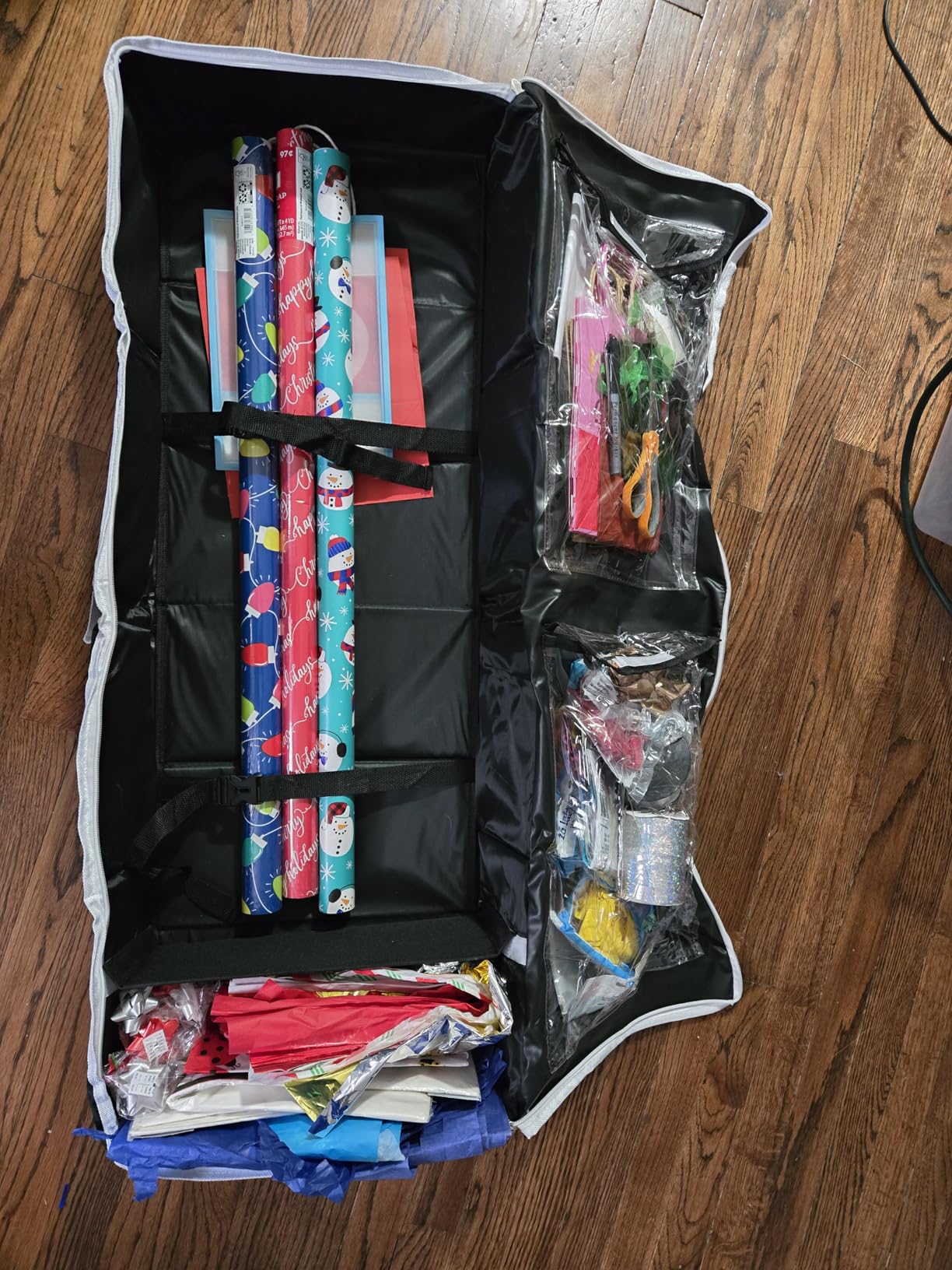 Handy Laundry Gift Wrap Storage Organizer, Easily organize Wrapping Paper, Ribbons, Bows, Scissors, Fits 18-24 Standard Rolls, Keeps Gift Supplies in Perfect Condition & Ready for Next Season (Black) customer photo 2